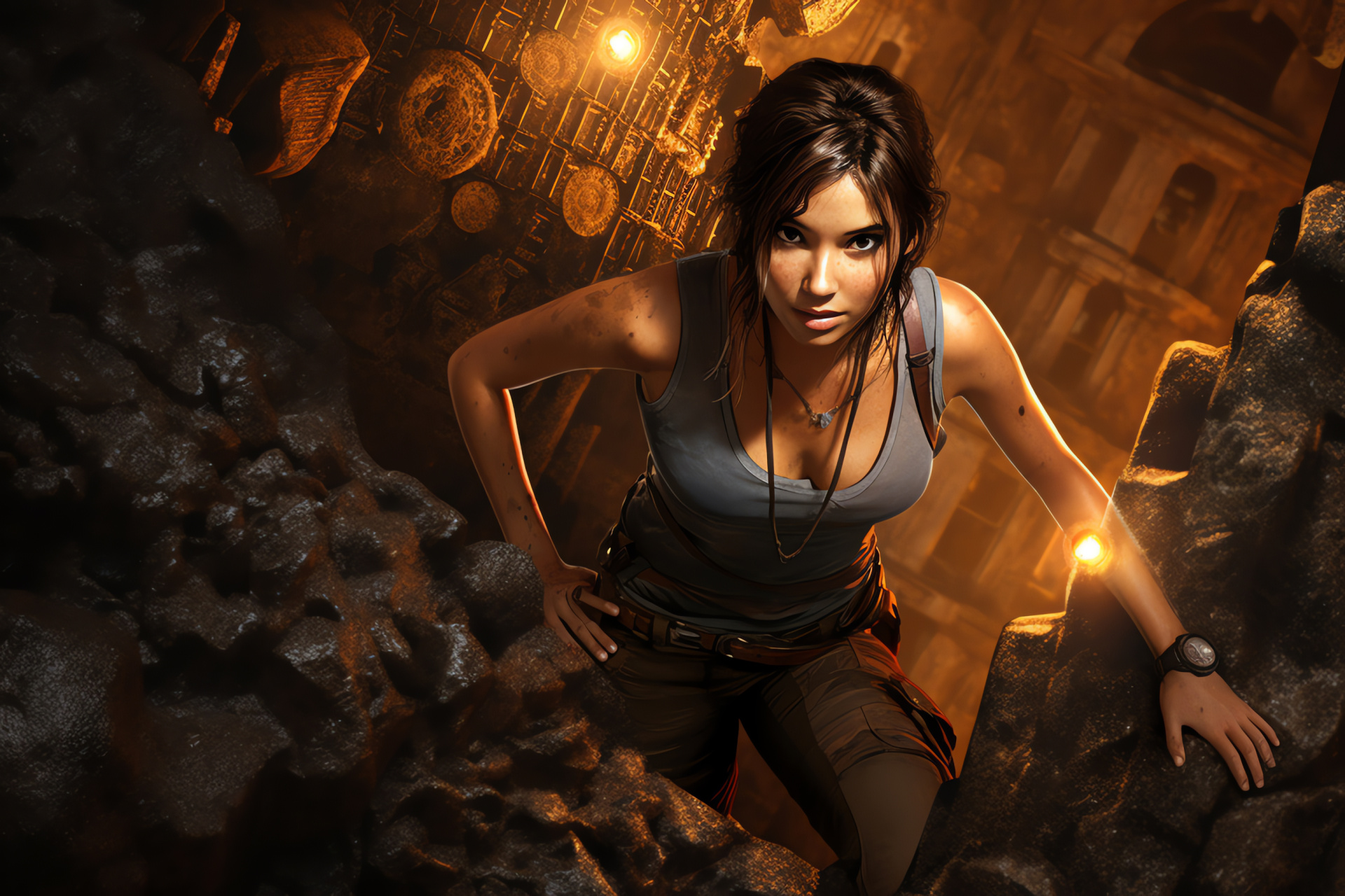 Clever Chloe Frazer, Archaeological expertise, Uncharted landscapes, Subterranean exploration, Ancient writings, HD Desktop Wallpaper