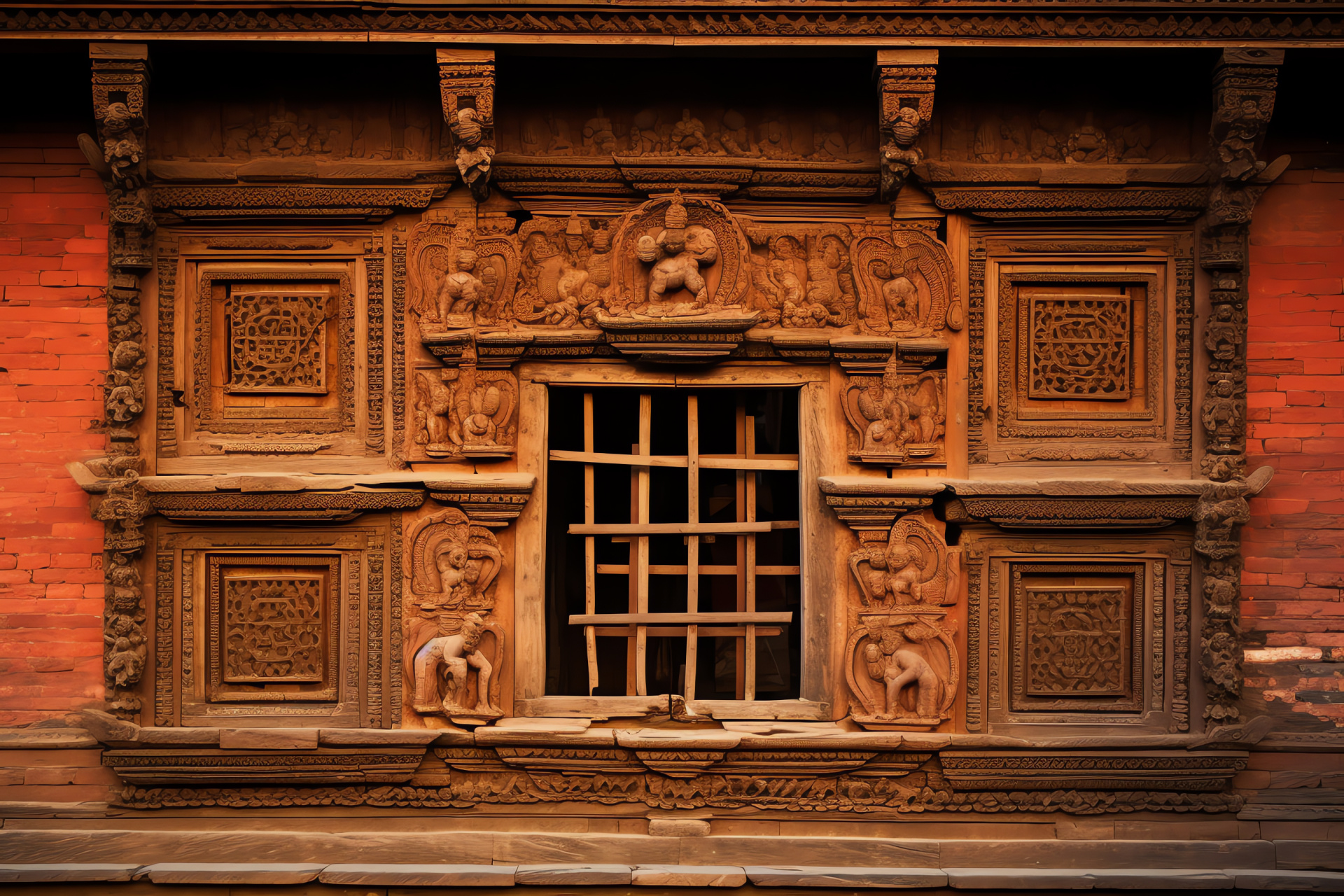 Bhaktapur heritage site, ancient urban square, Nepalese craftsmanship, ornate woodwork, cultural masonry, HD Desktop Wallpaper