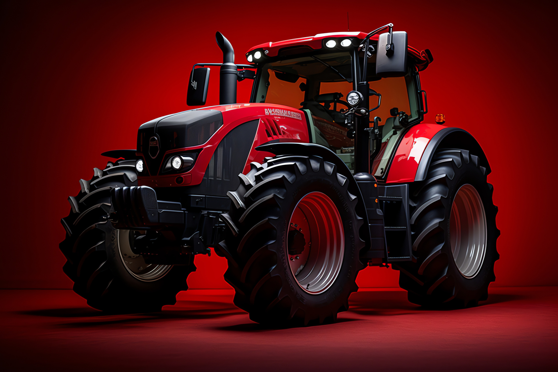 Kubota M6 series tractor, Farm cultivation machine, Durable agriculture vehicle, Uniform red coating, Plain background, HD Desktop Image