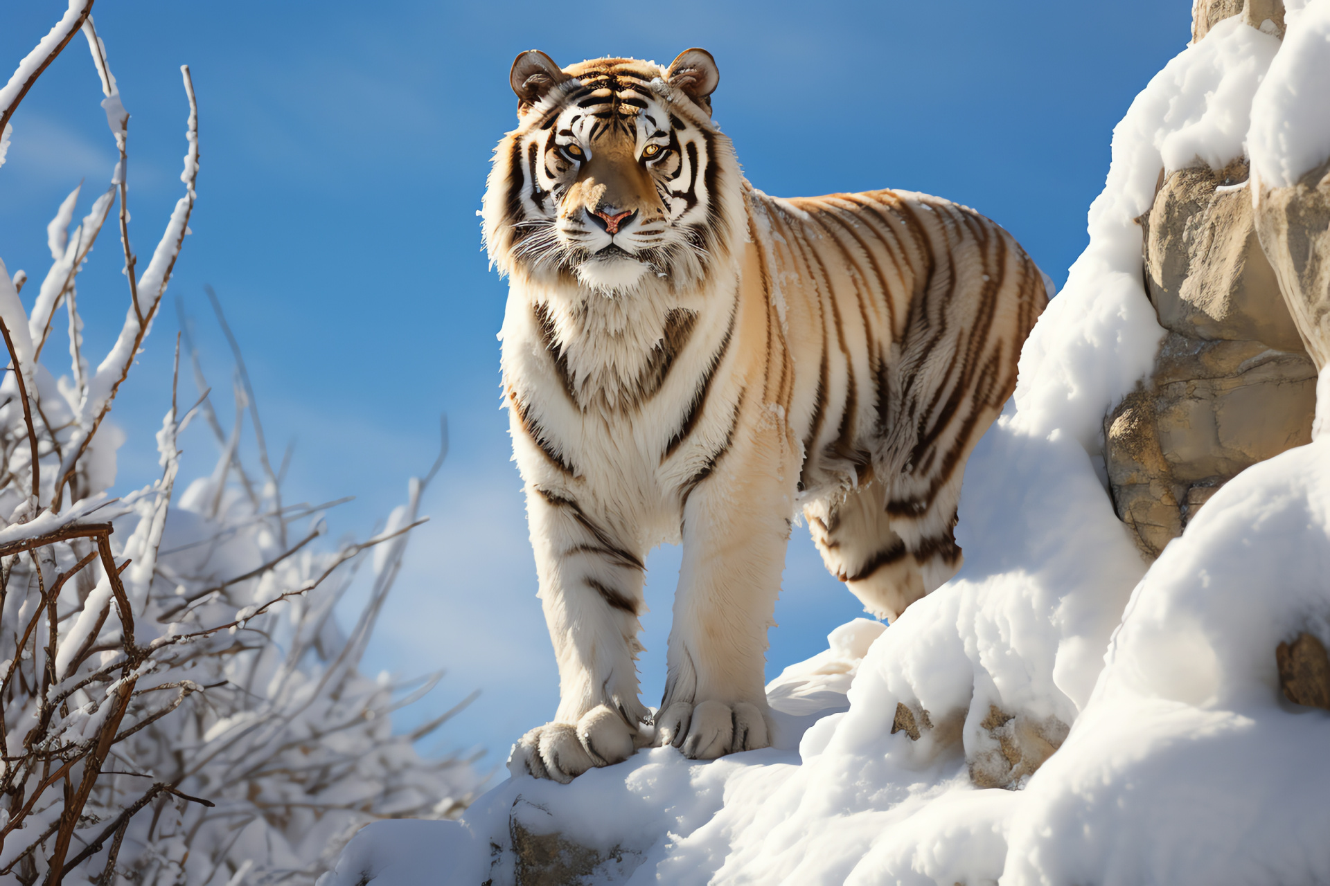 Wildlife tundra, Feline grace, Snowscape inhabitant, Predator domain, Glacial climber, HD Desktop Wallpaper