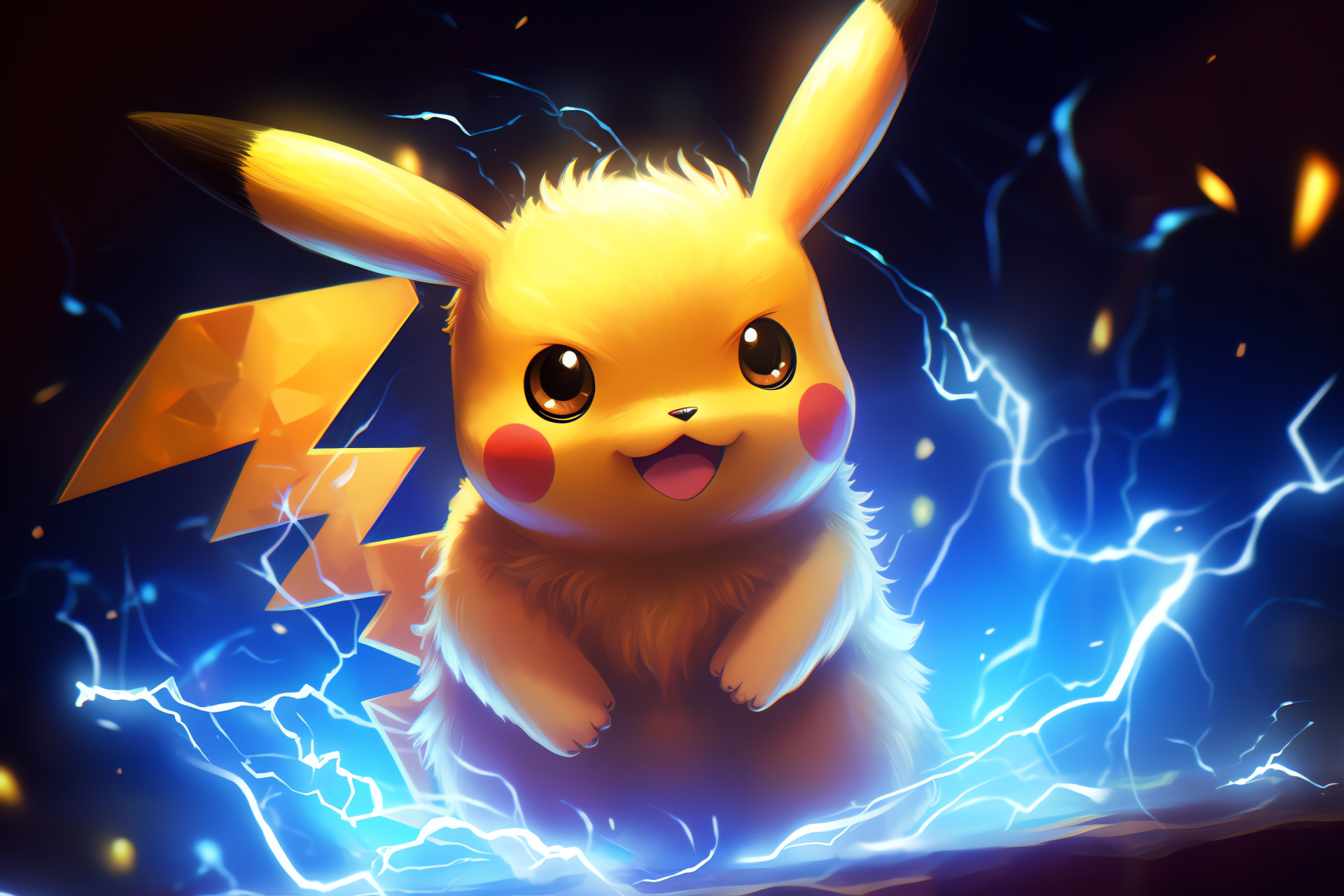 Vibrant Pikachu, most iconic Pokmon, spark-cheeked electricity, Electric-type mascot, Pokmon franchise, HD Desktop Image