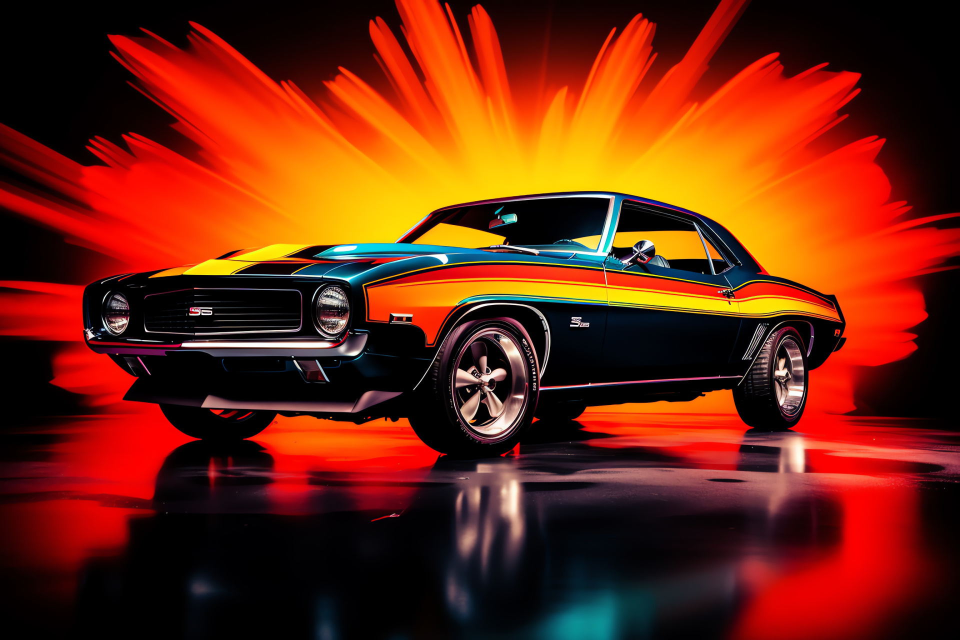 Muscle Cars HD, Streamlined design, Dual-tone elegance, Automotive side profile, Visual contrast, HD Desktop Image