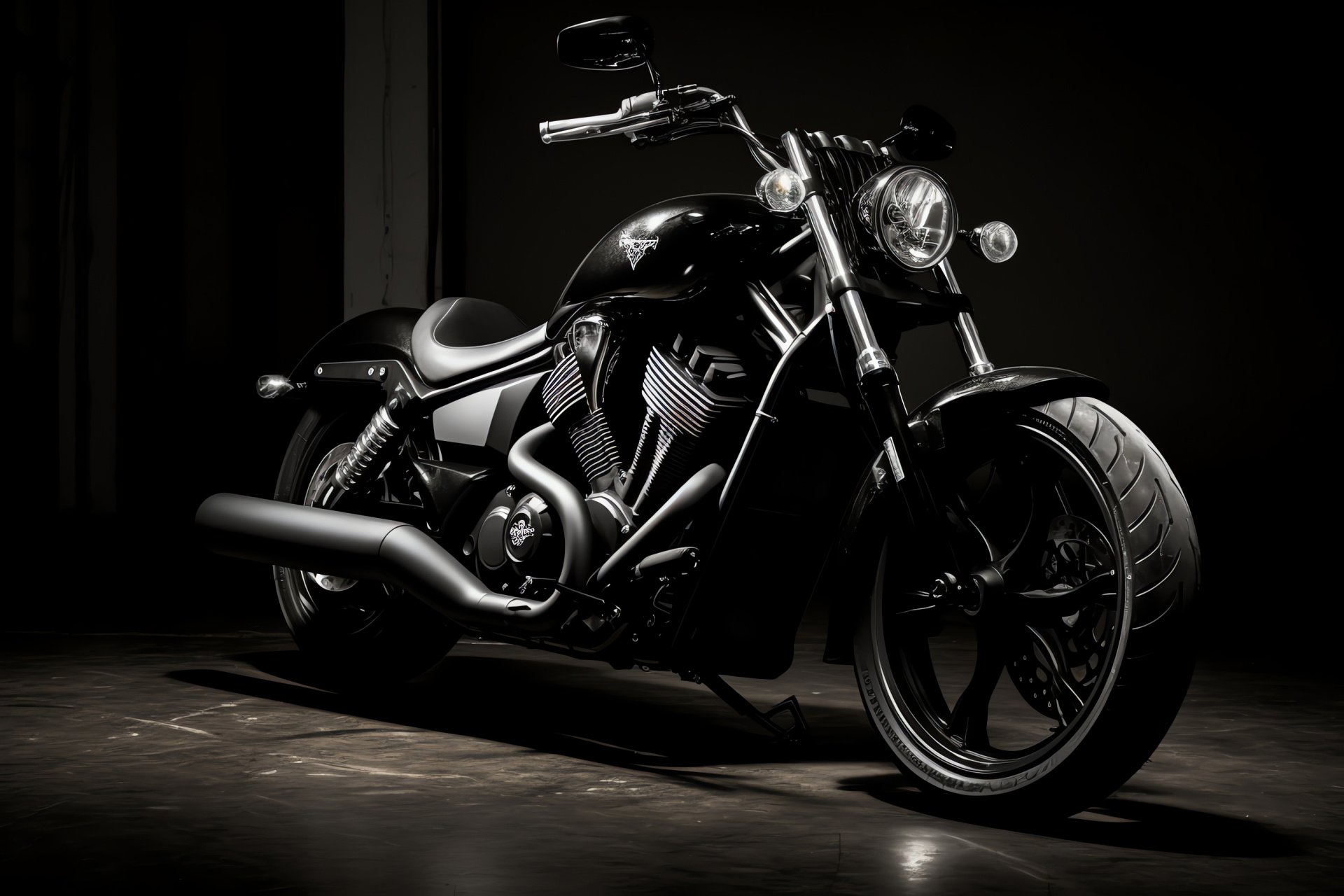 Victory Kingpin 8-Ball, Contemporary cruiser bike, Monochrome motorcycle style, Two-tone Victory look, Smooth ride cruiser, HD Desktop Image