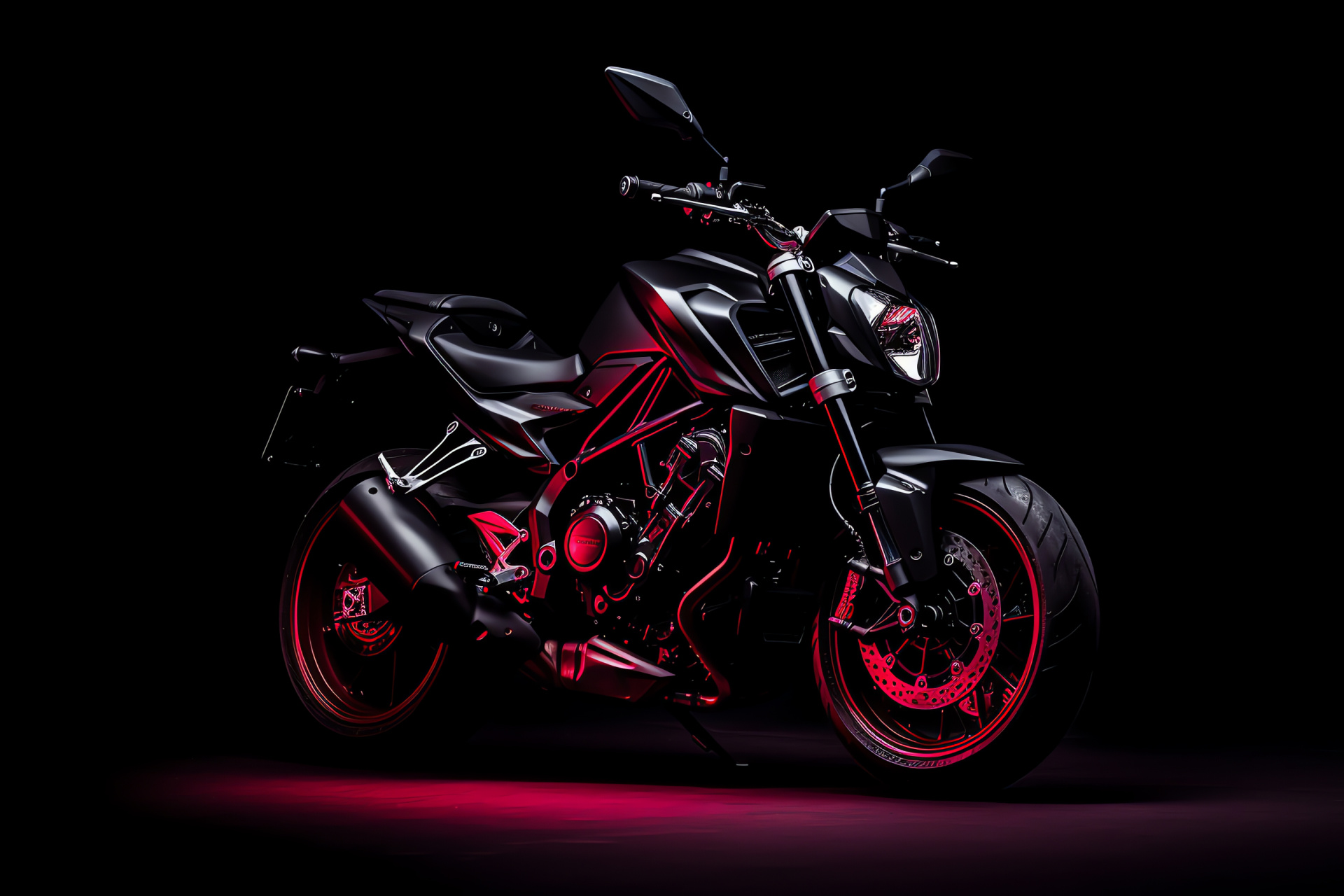 Honda streetfighter, Red-hot motor design, Two-wheeled power, Urban riding machine, Visually striking presence, HD Desktop Wallpaper