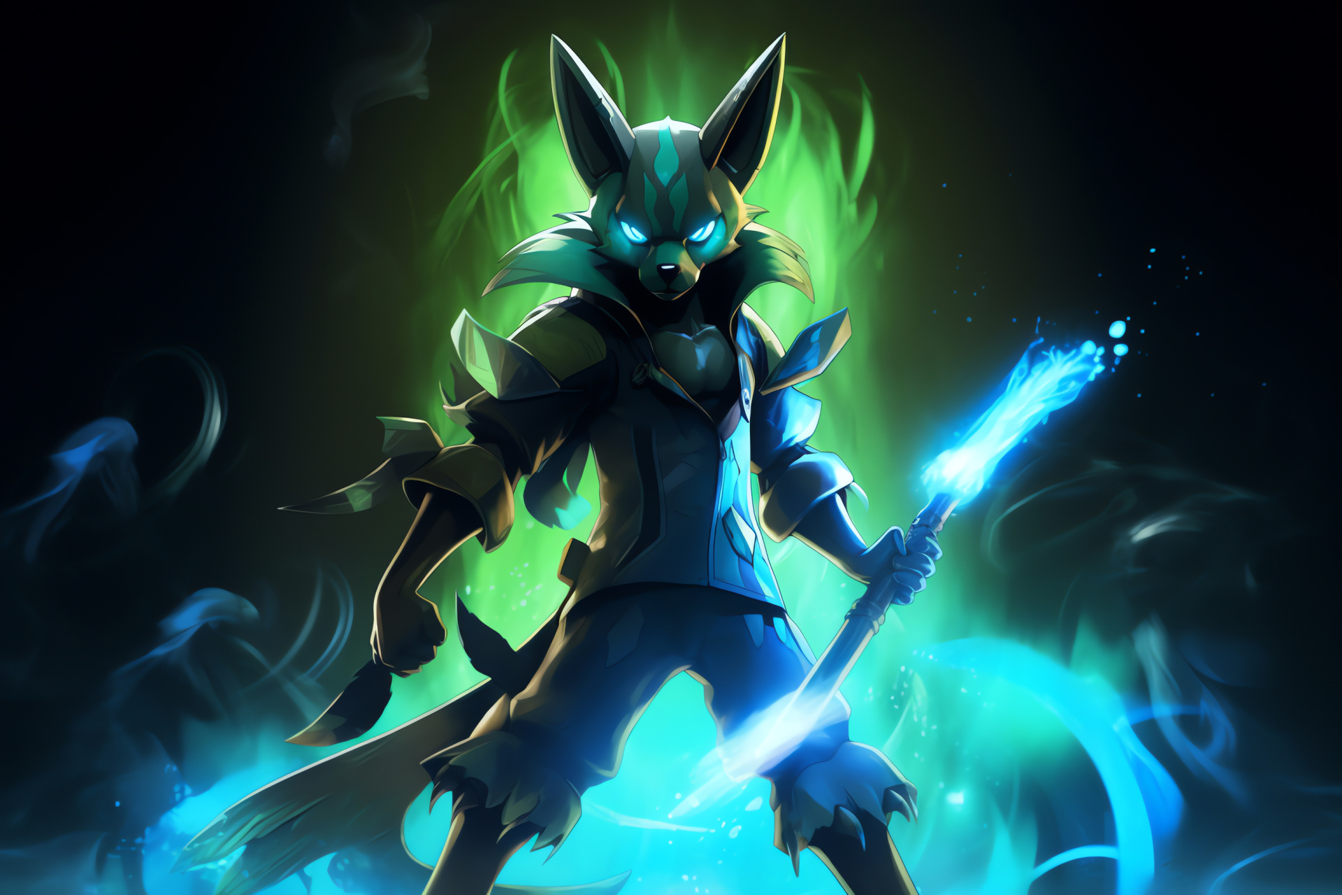 Lucario guardian, Aura reader, Mystical accesory, Storied fighter, Glowing artifact, HD Desktop Image