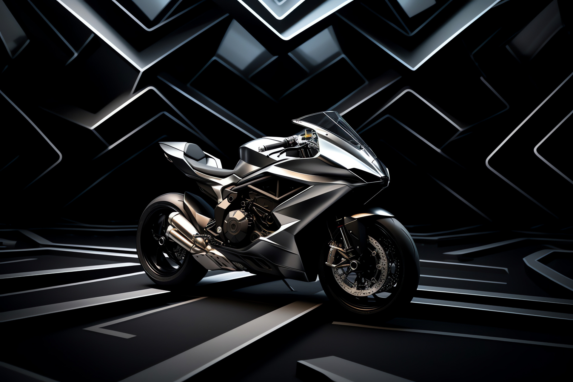 Ducati Superleggera V4, Italian superbike, Premium motorcycle, Dark geometric contours, HD Desktop Wallpaper