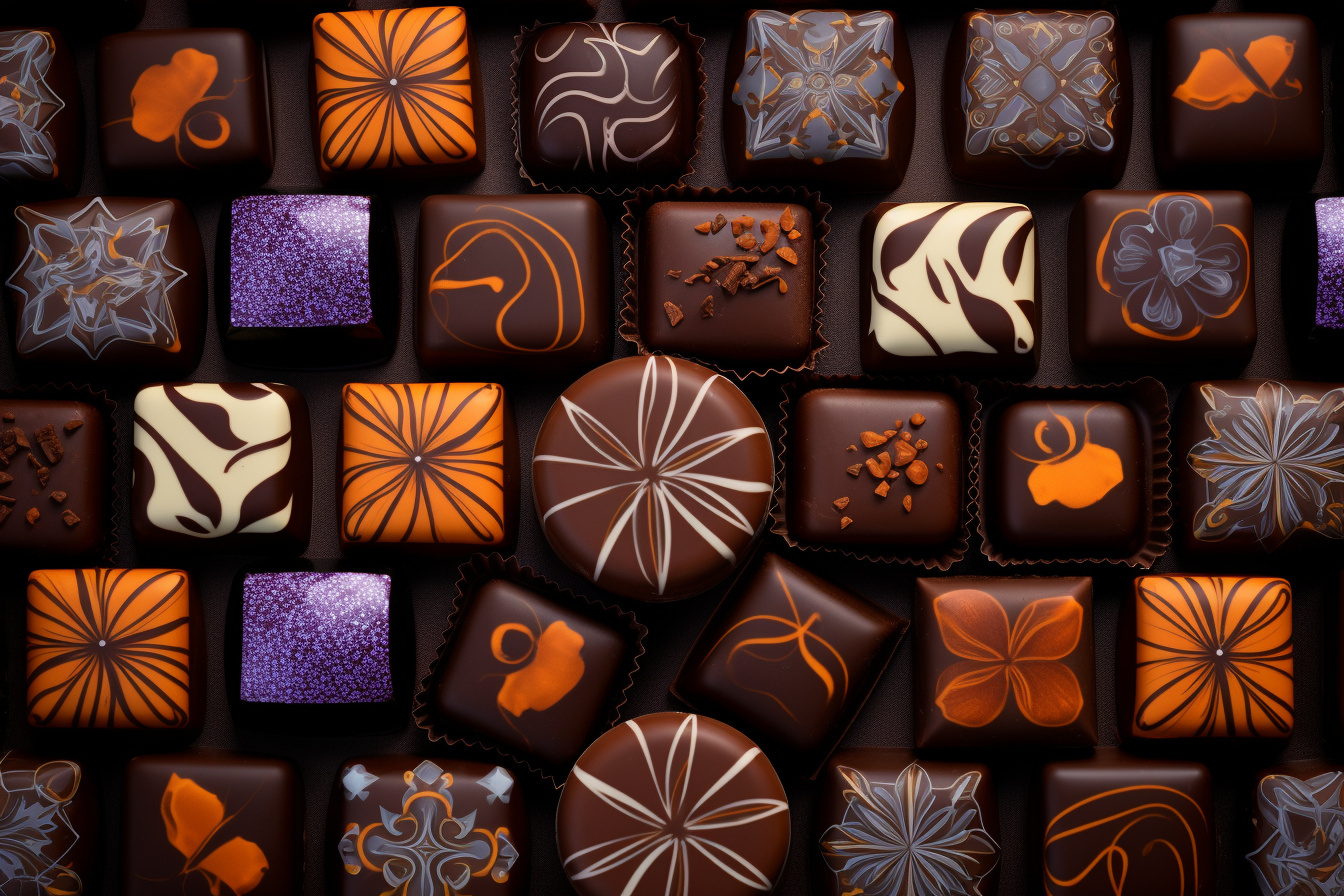 Artisanal confections, Cocoa truffles, Tropical caramels, Sweetness explosion, Precise arrangements, HD Desktop Wallpaper