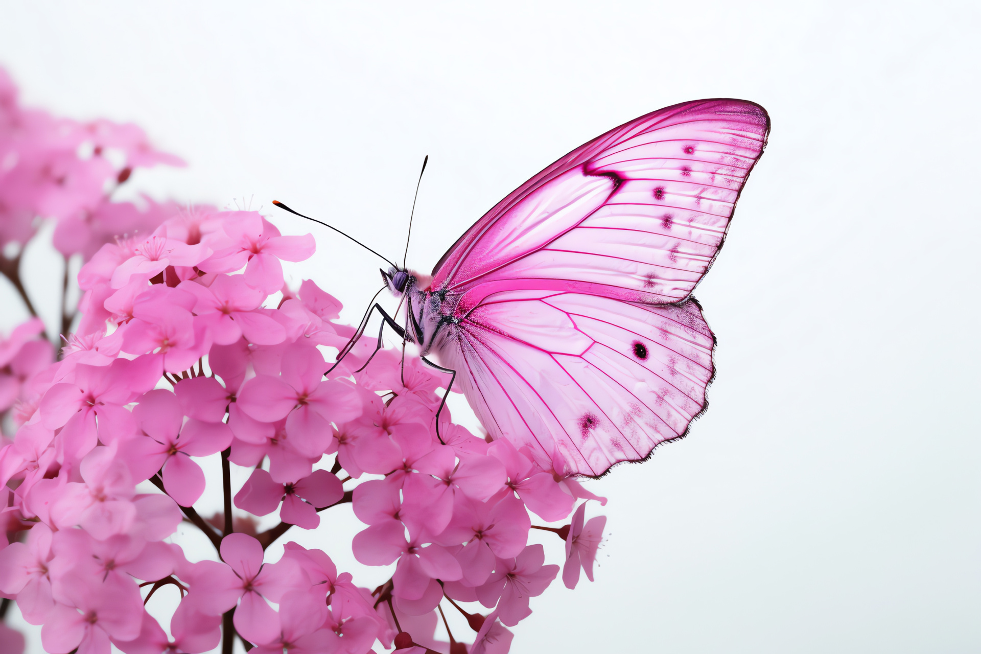 Pink Butterfly, Gentle insect, Flora interaction, Insect resting, Nature's elegance, HD Desktop Wallpaper