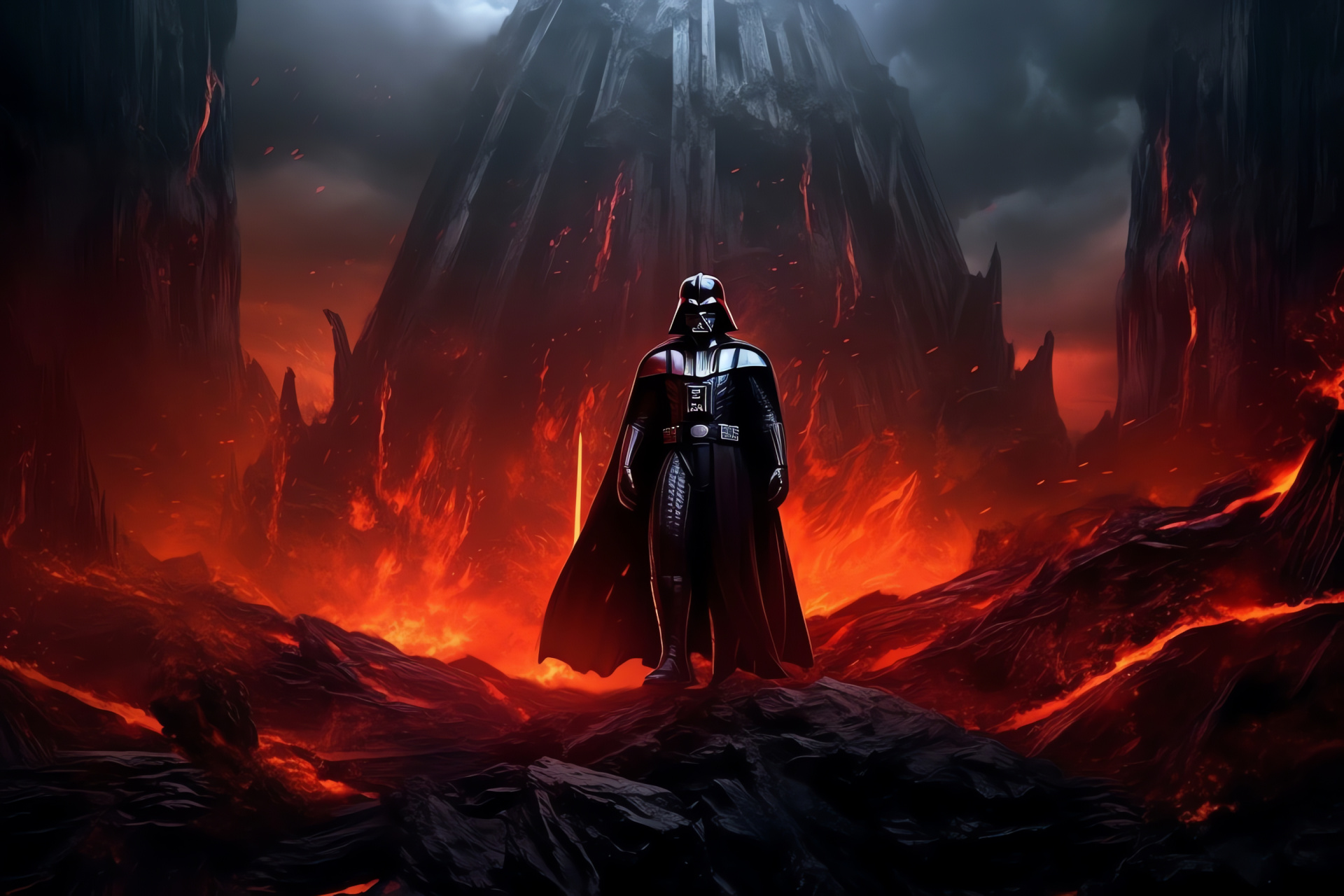 Dark side warrior, Force mastery, Galactic villain, Sci-fi battle gear, Sith combat, HD Desktop Image