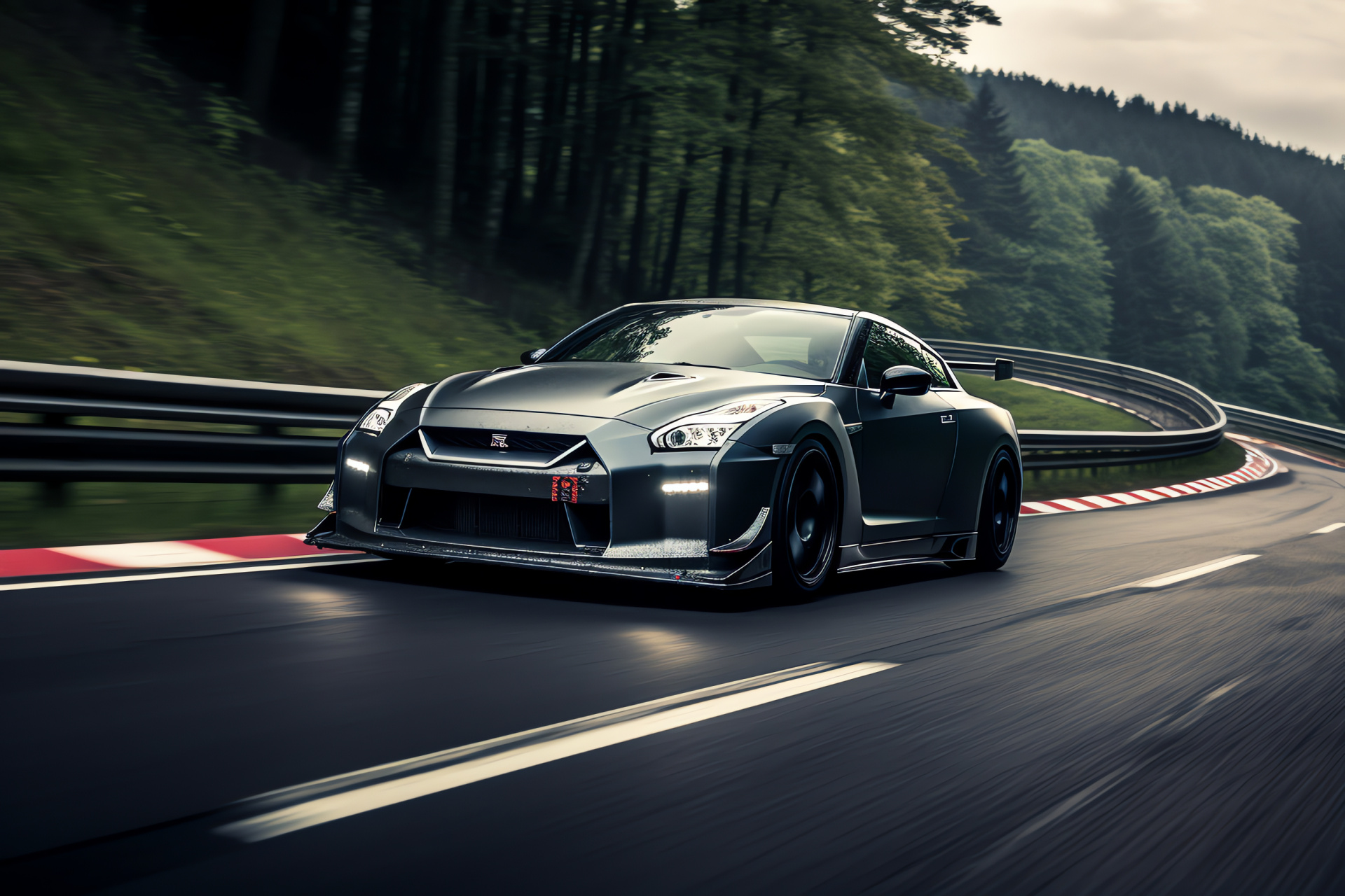 Nissan GTR R35 Track, Nrburgring presence, Aerodynamic sculpting, Competition-grade, Carbon detailing, HD Desktop Wallpaper