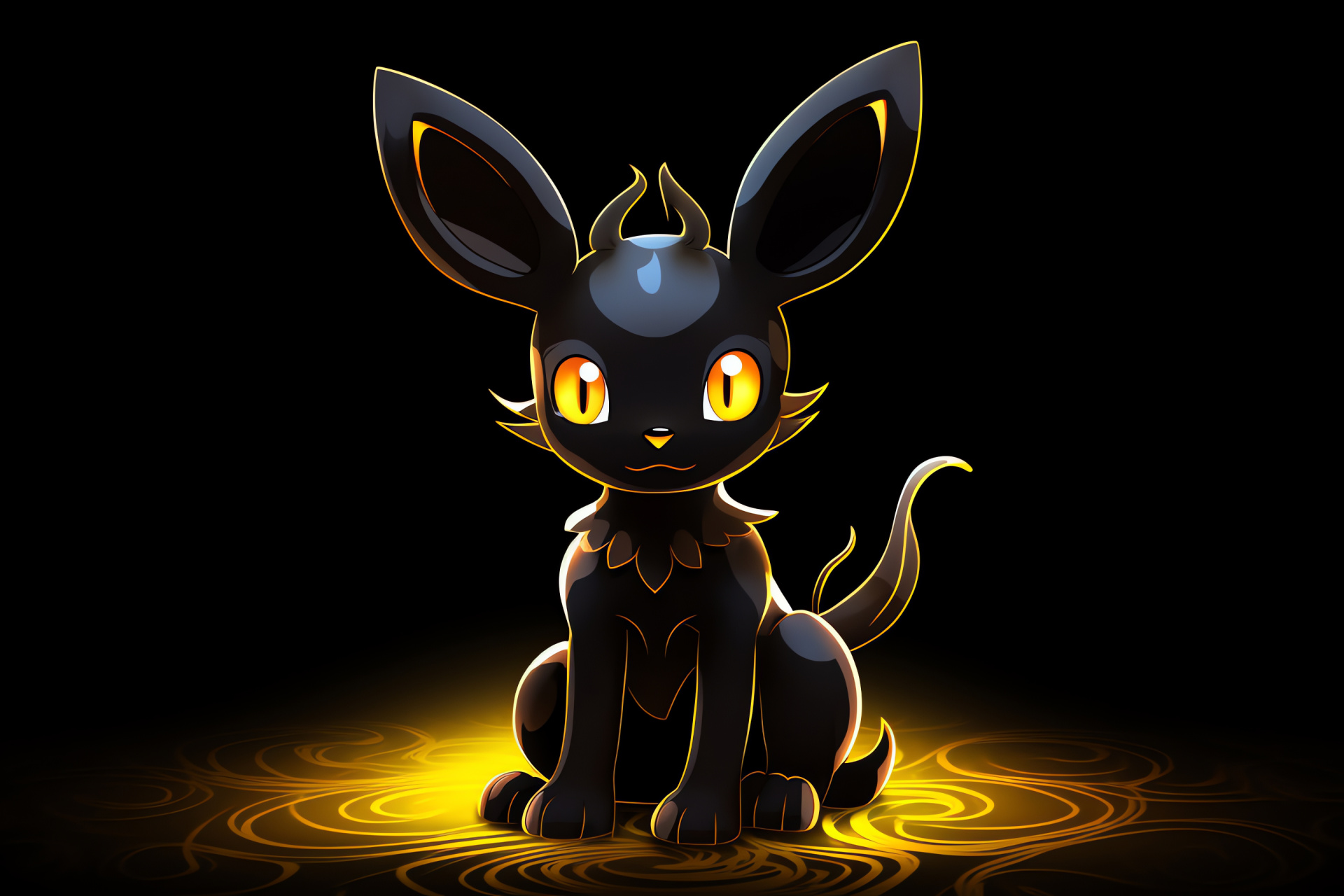 Night Pokemon Umbreon, Lustrous Ebony Pelt, Contrasting Rings, Fierce Crimson Stare, Majestic Bearing, HD Desktop Wallpaper