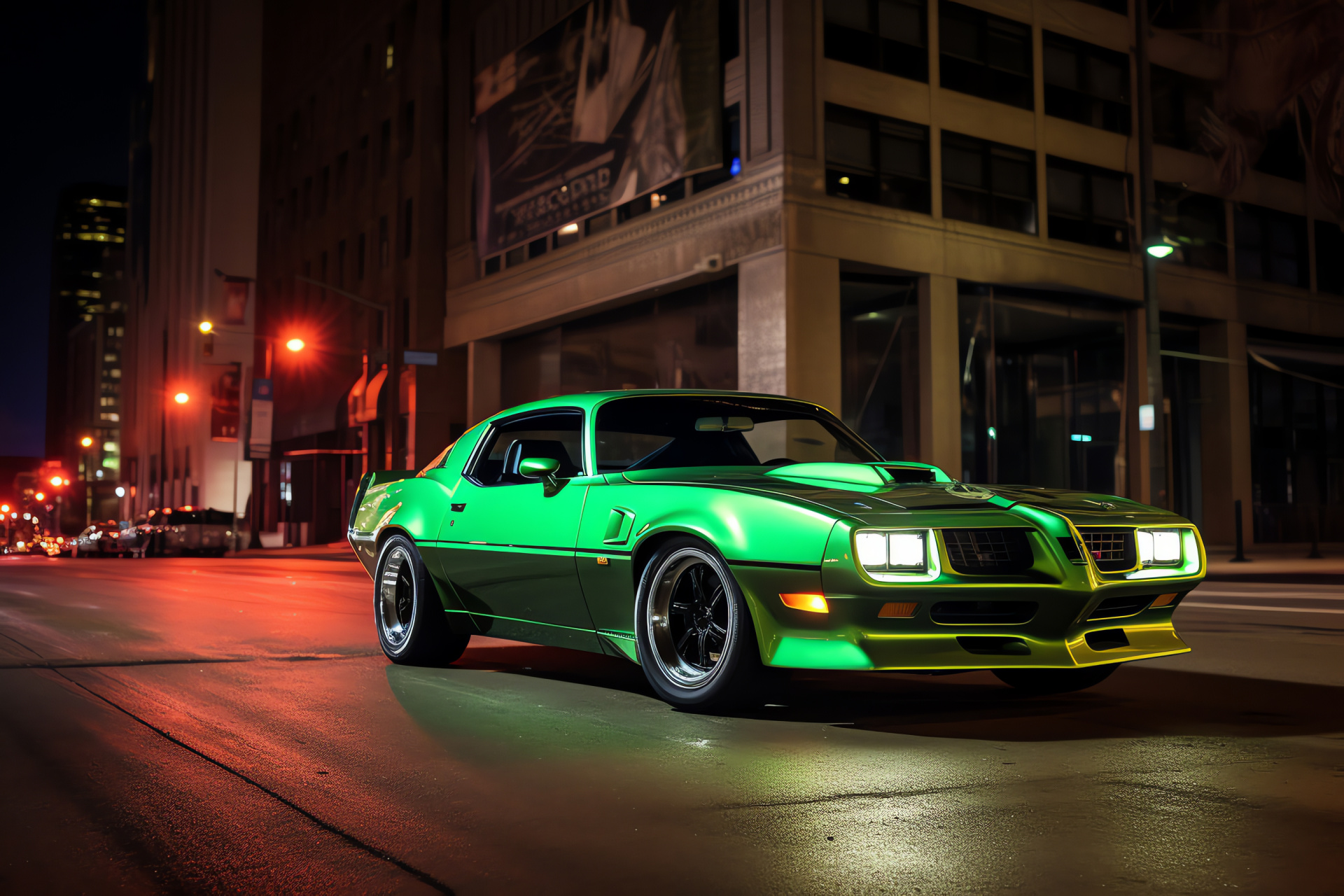 Pontiac Firebird Formula, American automobile, Motor City manufacturing, Green sports car, Auto design, HD Desktop Image