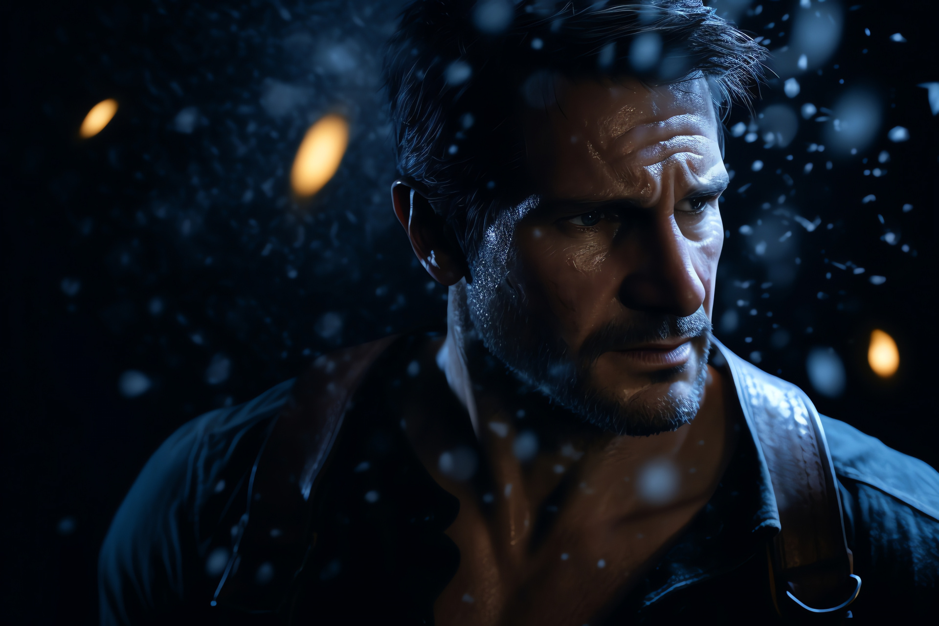 Nathan Drake Uncharted, Artifacts quest, Sharp focus, Valuable item, Single-color canvas, HD Desktop Image