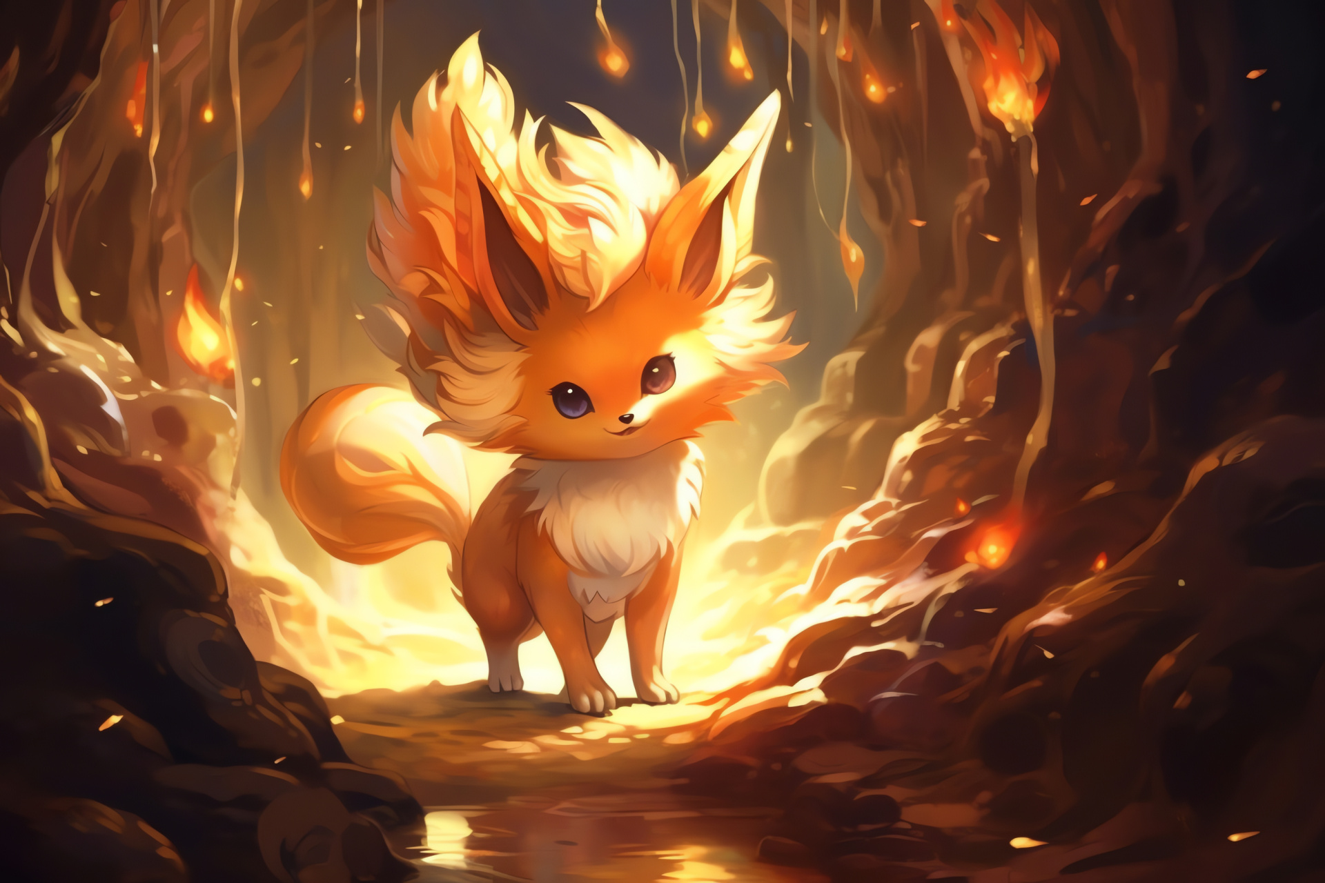 Vulpix, Fox Pokemon, Fire swirls, Alolan variant, Six tails, HD Desktop Wallpaper