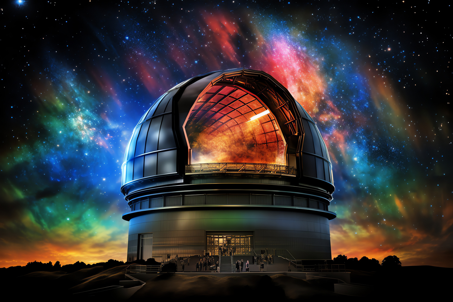 Cosmic observatory, Nebula view, Telescopic marvel, Space architecture, Astral clouds, HD Desktop Image