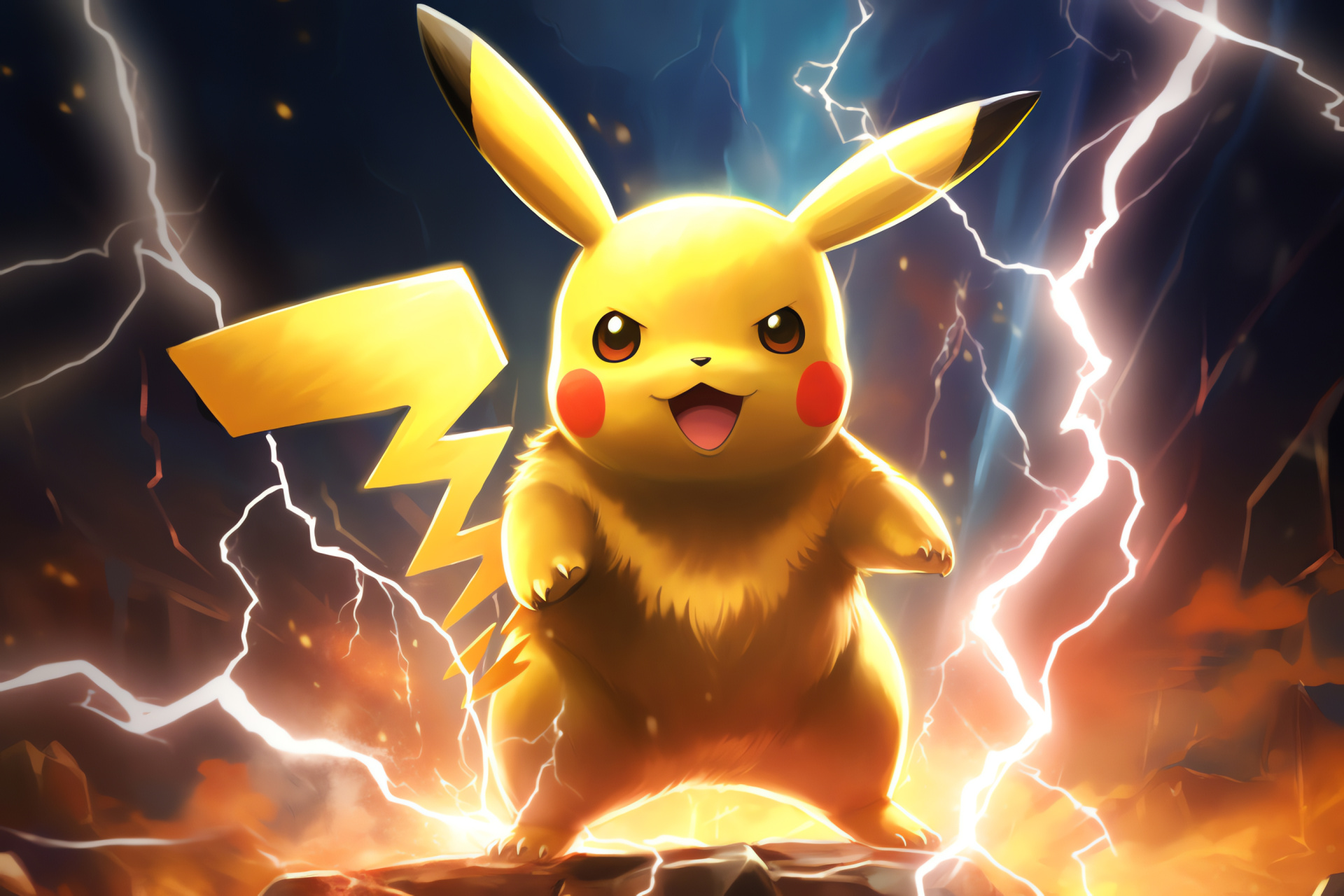 Pikachu, Electric-type mascot, Cute appearance, Pokmon franchise, Animated expression, HD Desktop Image