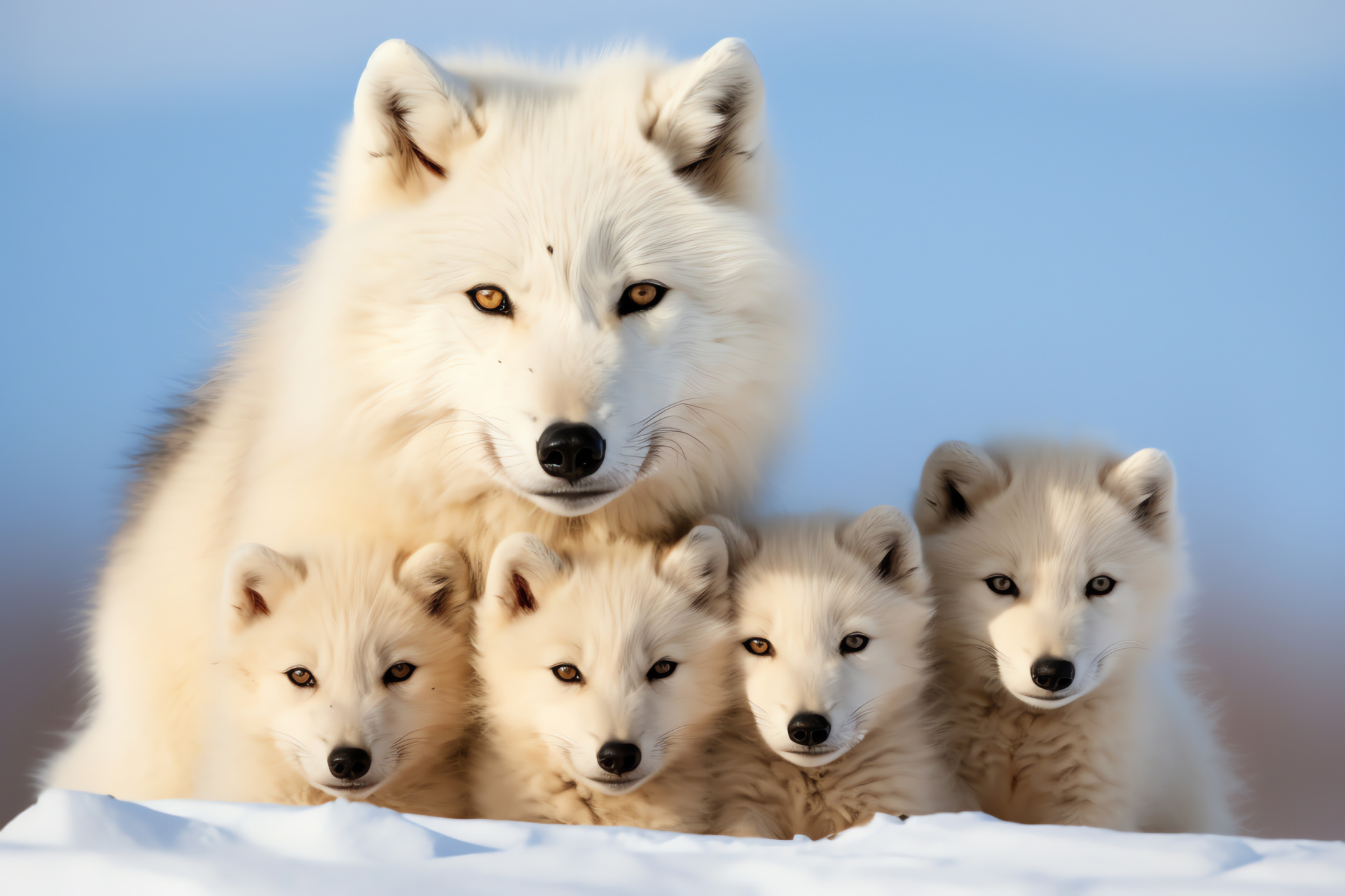 Arctic Wolf portrait, Ice-blue stare, White wilderness predator, Snowy tundra home, Polar animal, HD Desktop Wallpaper