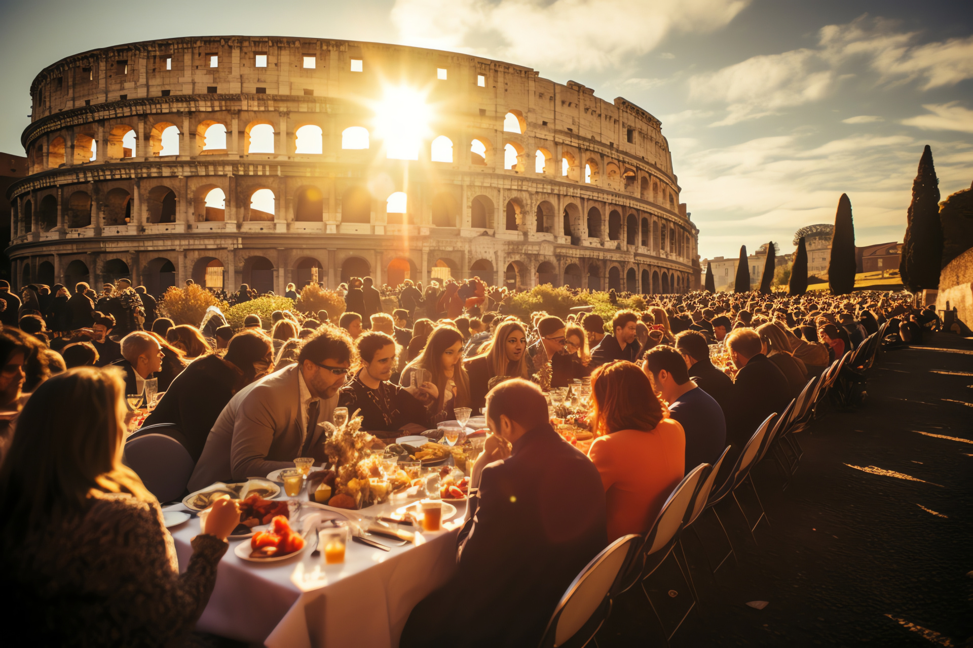 Roman feast, Urban harvest, Ancient spectacle, Public banquet, Romanesque celebration, HD Desktop Image