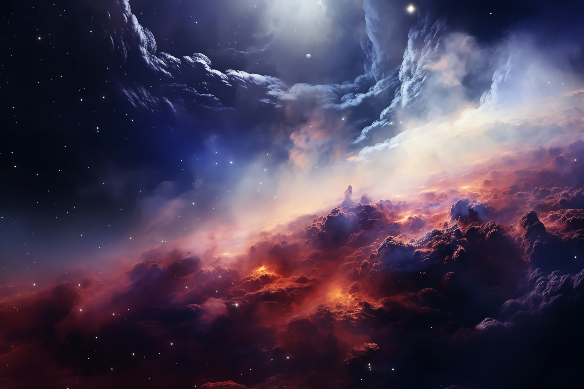 Interstellar cloud, Space cumulus, Nebulous collection, Cosmic spectacle, Astral dust, HD Desktop Image