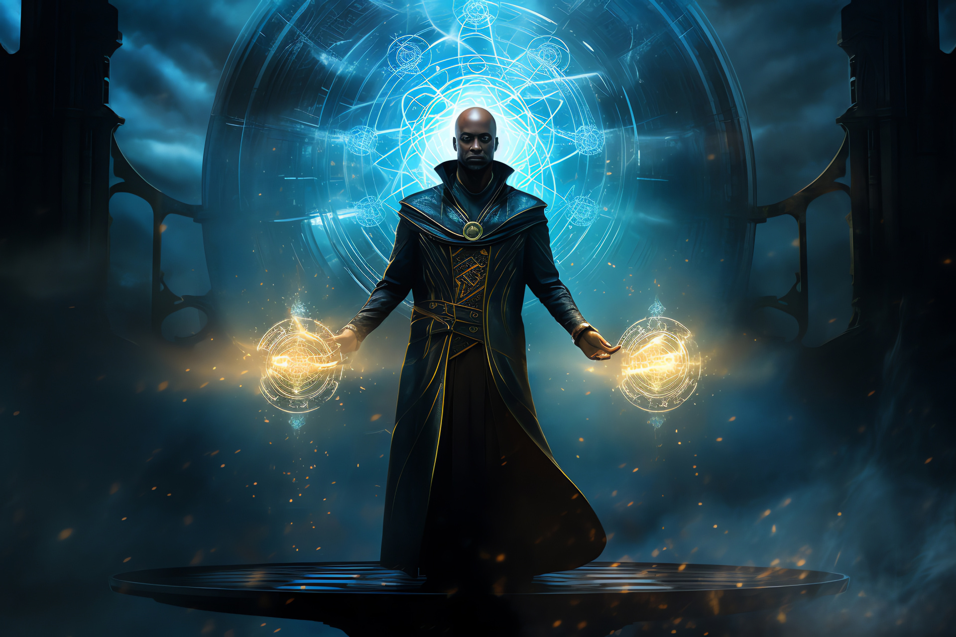 Teferi figure, Time Raveler lore, Cerulean garb, Endless intellect, Planeswalker image, HD Desktop Image