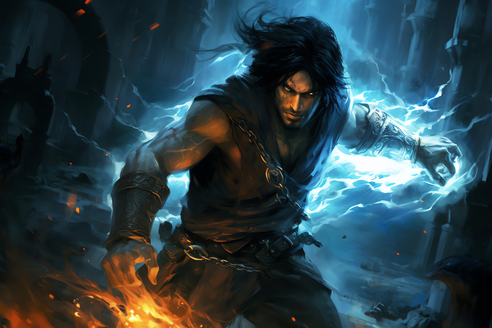 Prince of Persia dungeon, cryptic depths, revenant foes, martial artistry, arcane power, HD Desktop Image