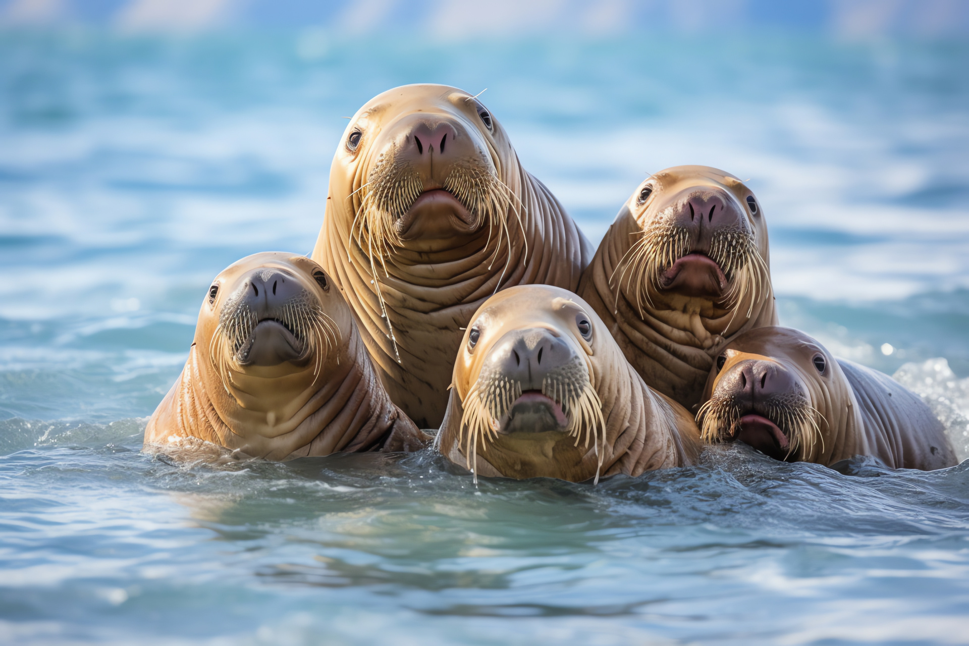 Walrus offspring, Juvenile pinniped fur, Young marine mammals, Inquisitive mammal gaze, Bright optic feature, HD Desktop Image