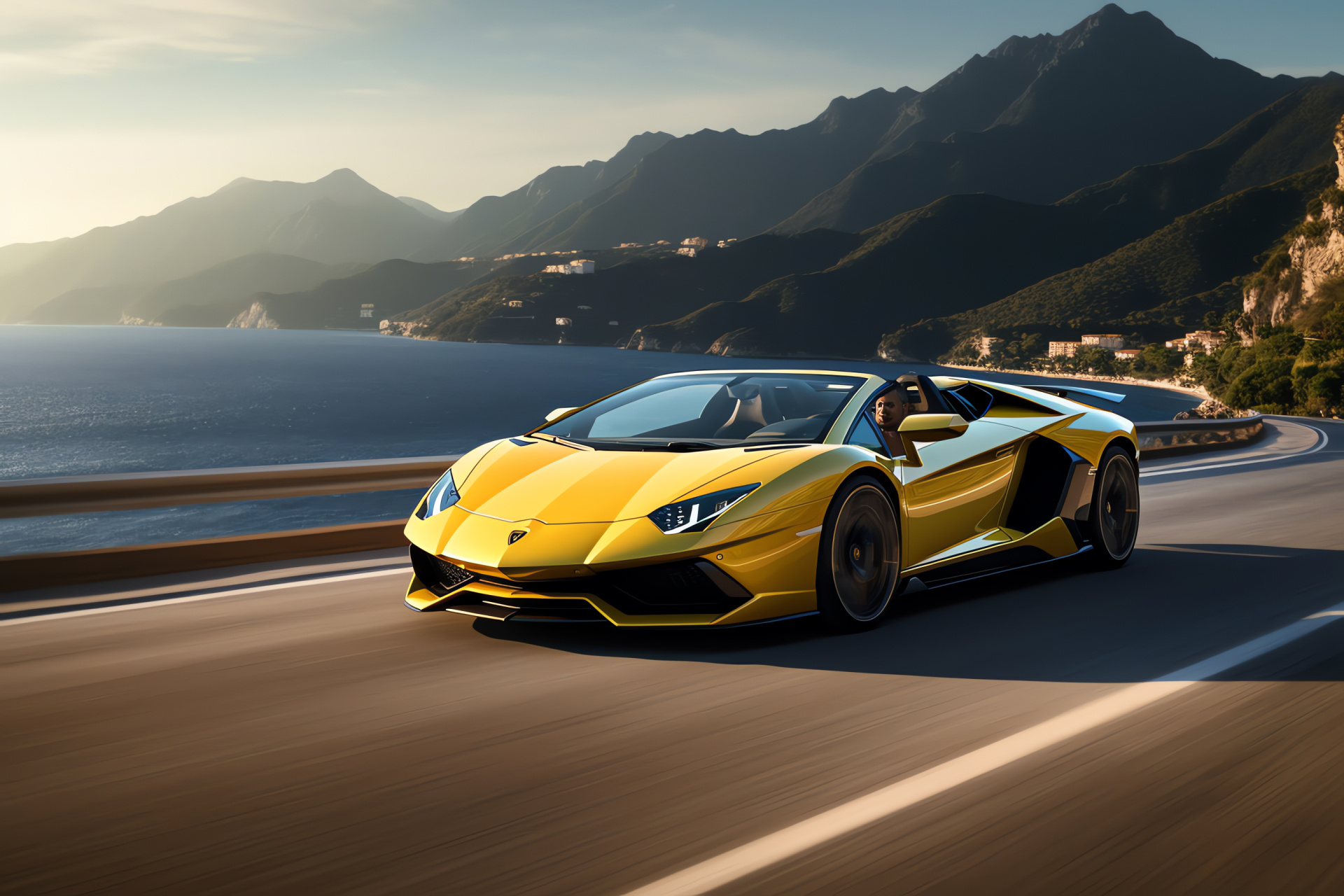 Latest Lamborghini model, Aventador SVJ, coastal elegance, auto engineering, Lamborghini dynamics, HD Desktop Image