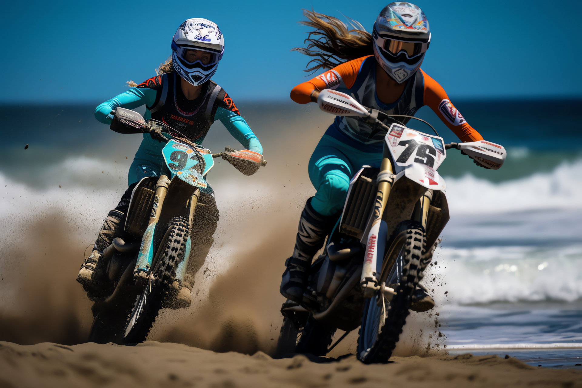 Supercross girls, Motorsport, Motocross enthusiasts, Pacific surf, Coastal adventure, HD Desktop Wallpaper