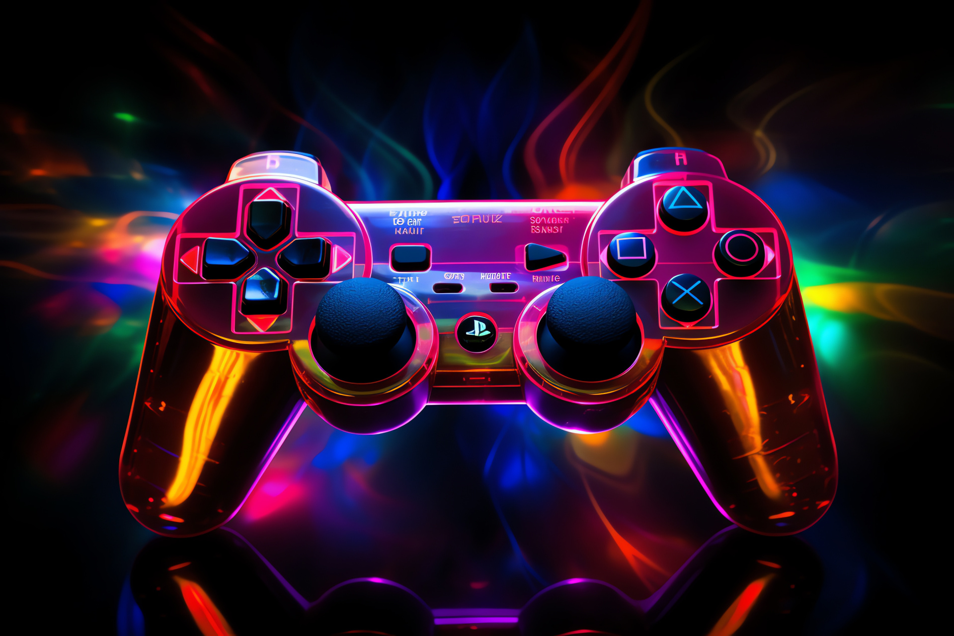 PS3 Controller classic, onyx tone, shiny finish, controller symbols, digital interaction, HD Desktop Wallpaper