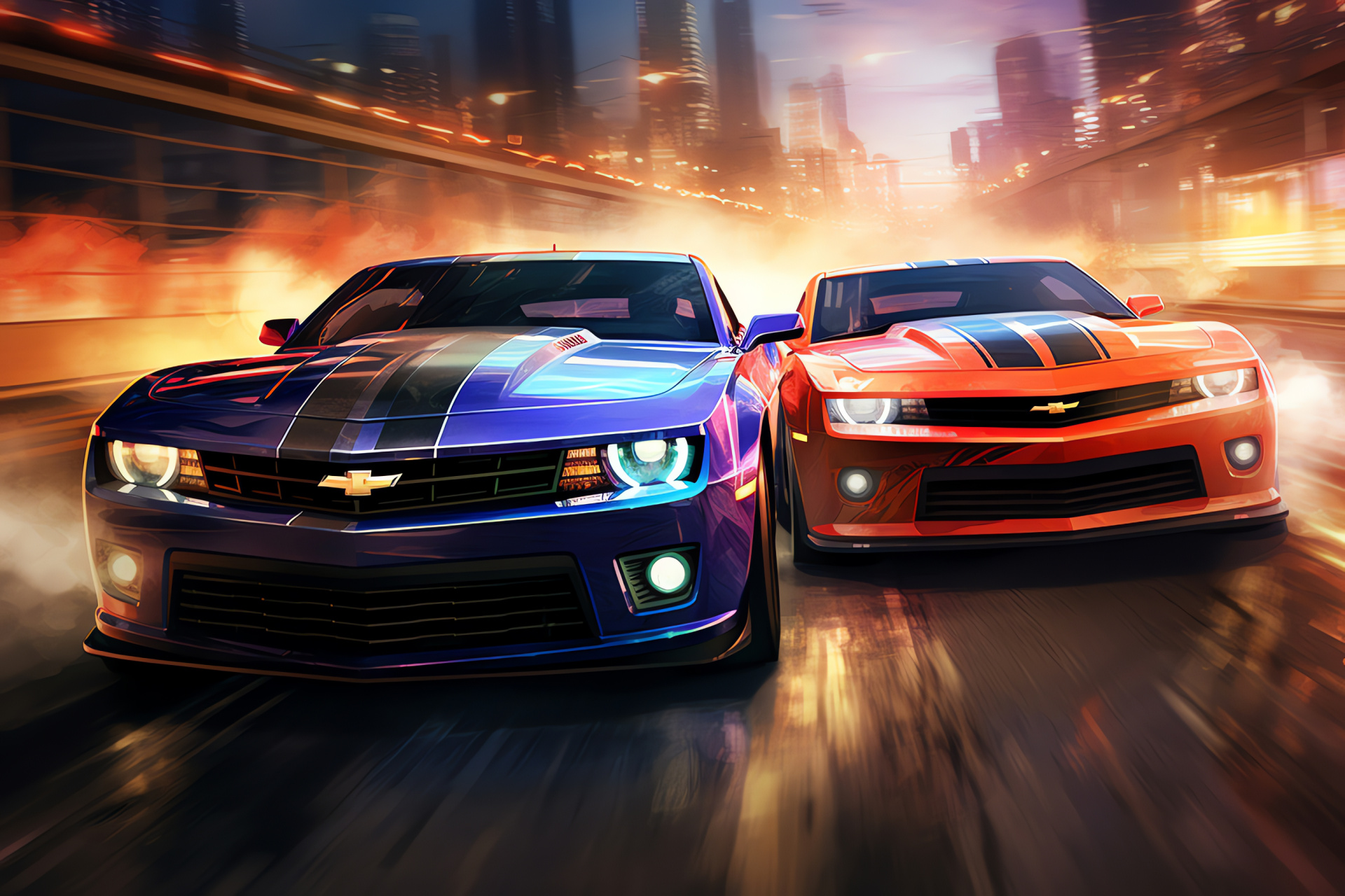 High-octane Most Wanted, Notorious Blacklist, Chevrolet Camaro speed, Dodge Charger power, Pulsating race, HD Desktop Wallpaper