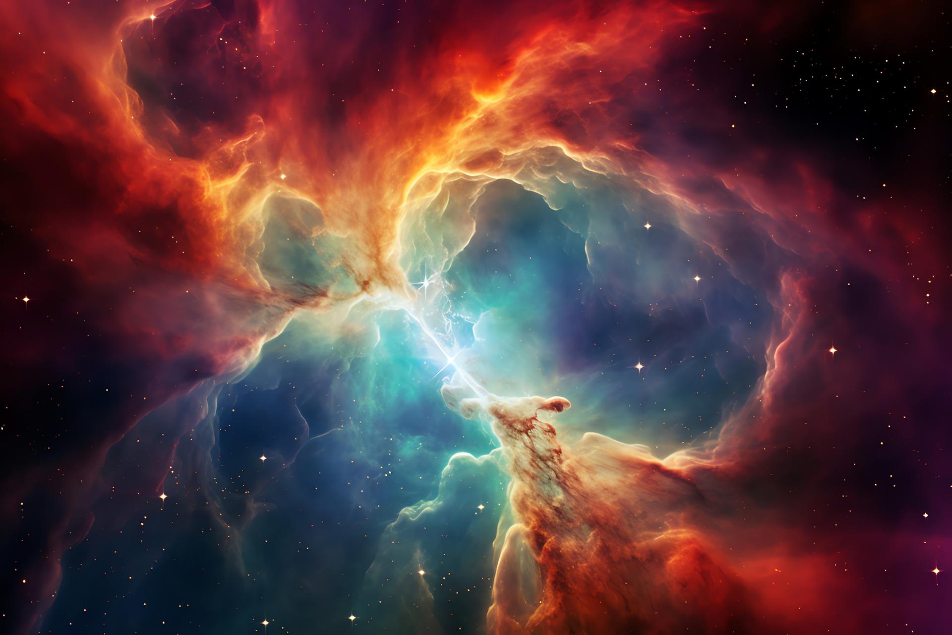 Orion Nebula brilliance, Astronomical hues array, Galactic depth, Interstellar space scene, Nebular art, HD Desktop Image