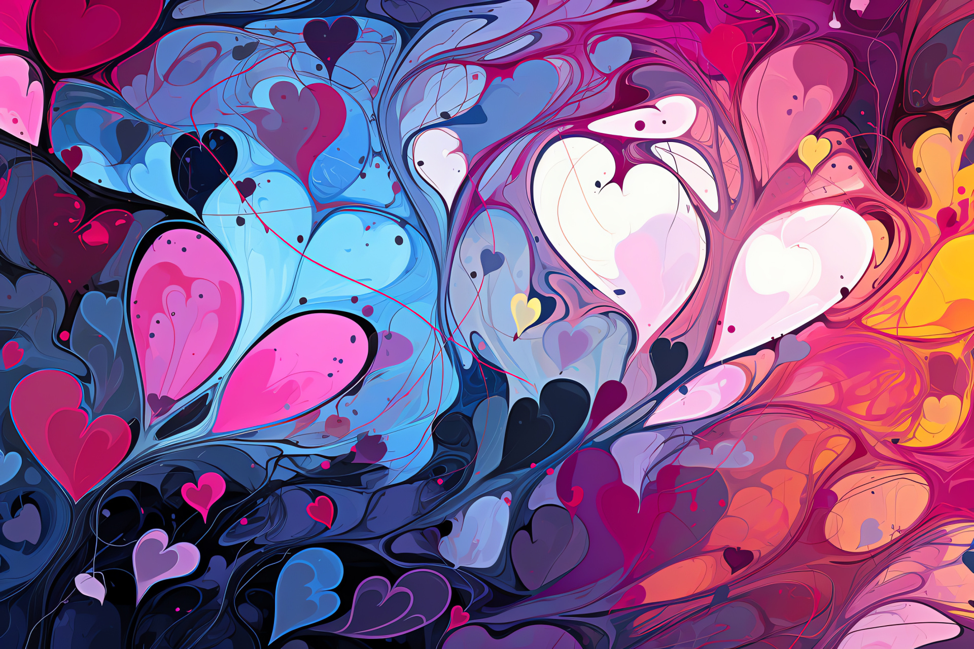 14th February artwork, vivid palette, freeform elements, textural motifs, composition, HD Desktop Wallpaper