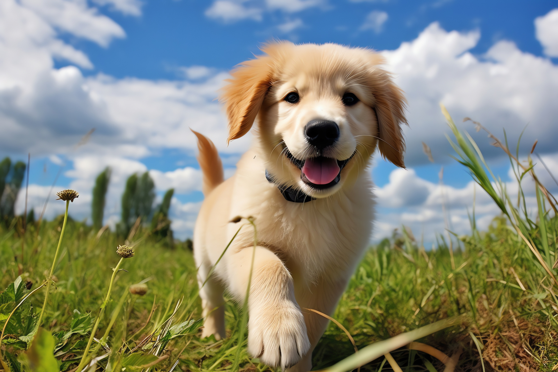 Golden retriever puppy, Innocent gaze, Furry friend, Canine delight, Puppy innocence, HD Desktop Wallpaper