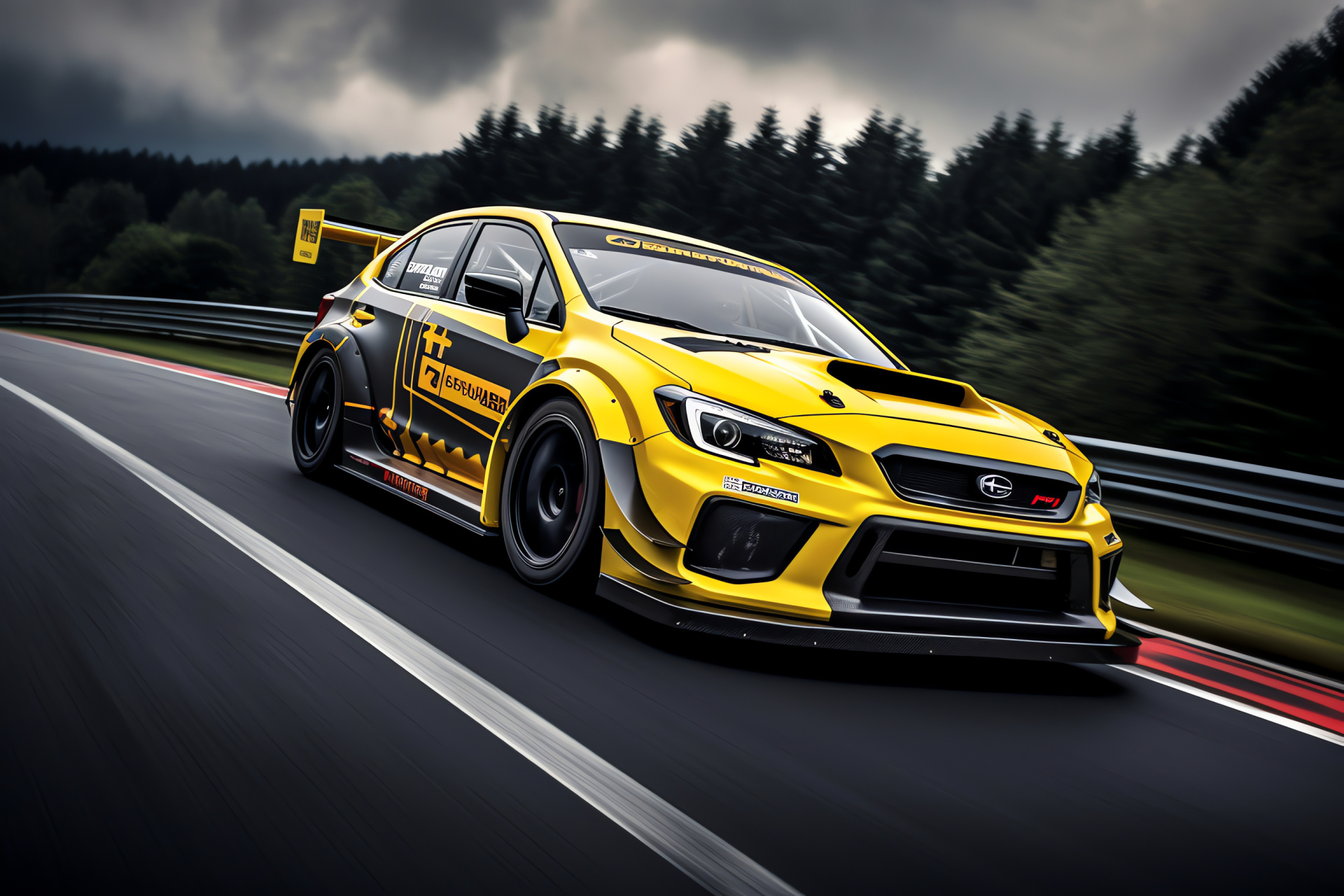 Subaru WRX STI NBR Special, Nrburgring circuit dominance, advanced aerodynamic architecture, vibrant race edition, exceptional speed, HD Desktop Image