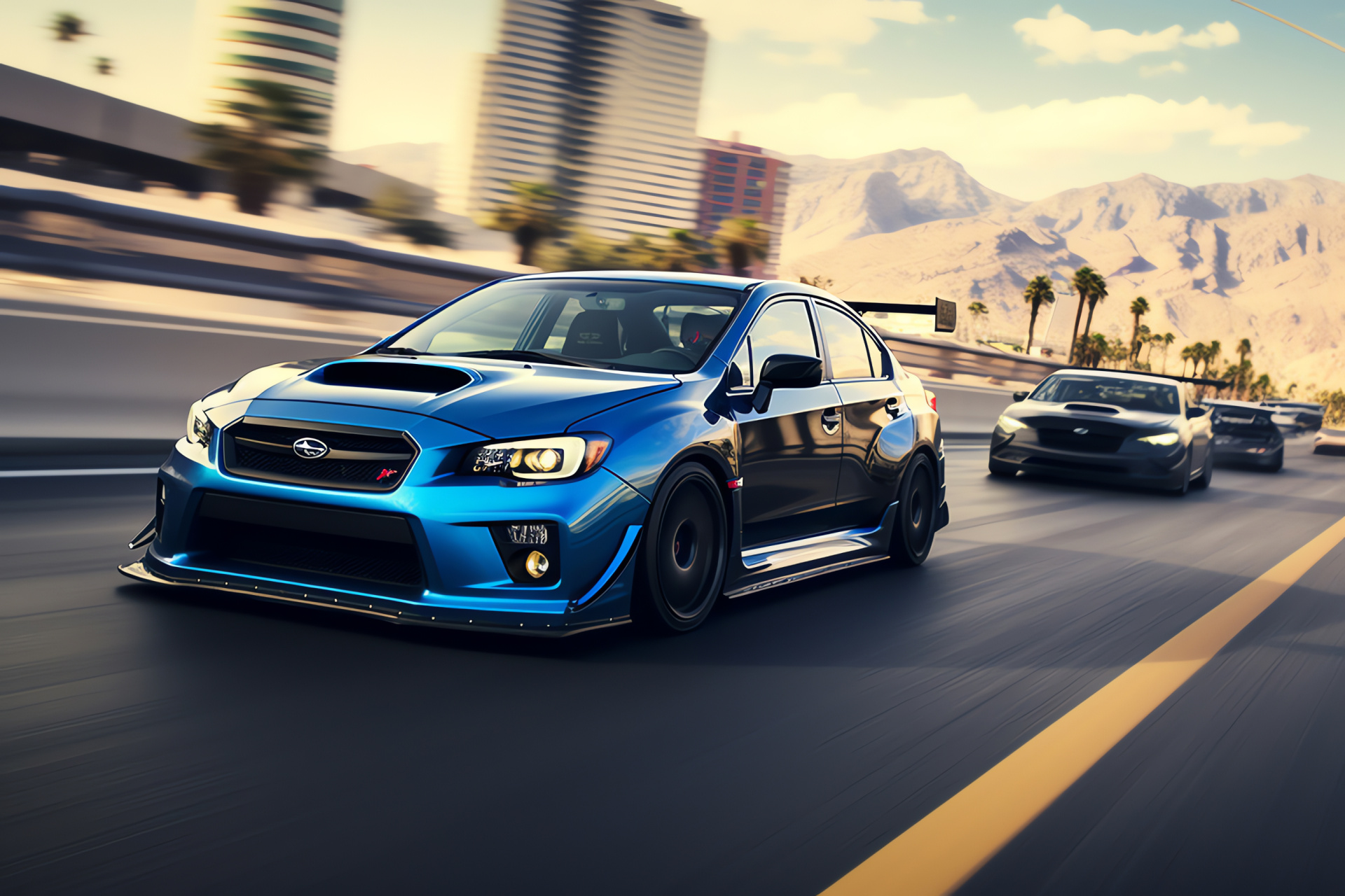 Subaru WRX STI, Street race icon, High-speed capability, Pure backdrop, Visual contrast, HD Desktop Image