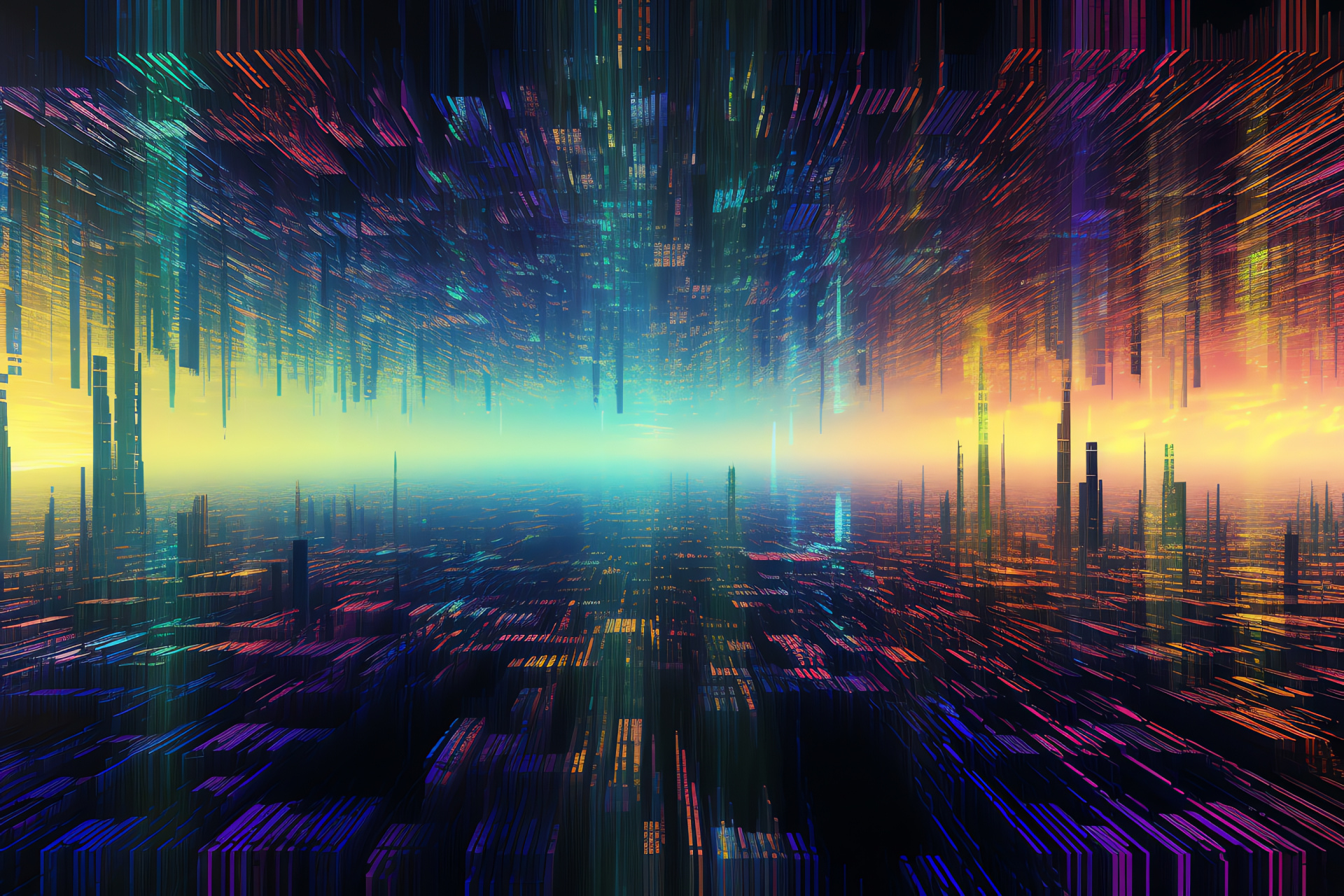 Science Fiction Matrix, Hyperspace realm, Programmatic universe, Binary sequence, Dimensional warp, HD Desktop Image