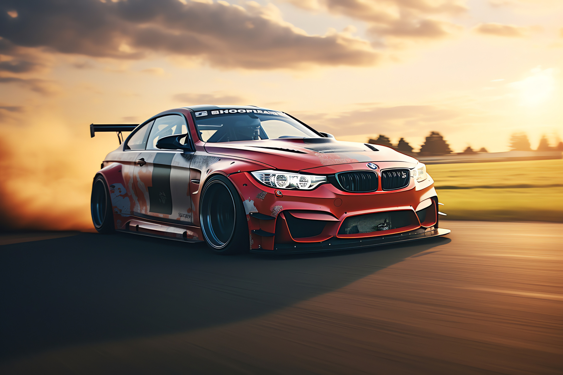 Rocket Bunny edition, Custom BMW M3, German motoring, Controlled drift action, Wide scenic capture, HD Desktop Wallpaper