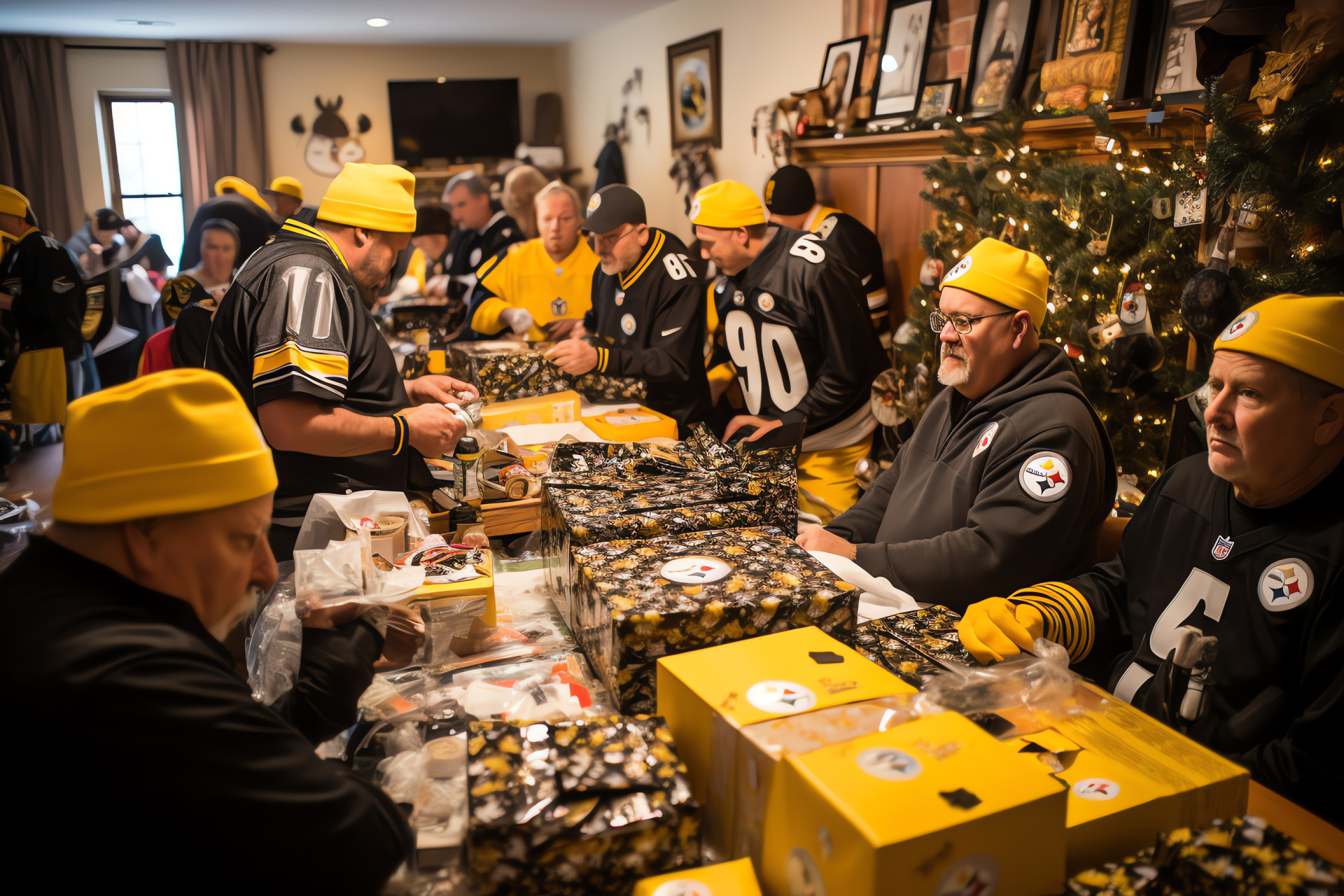 Pittsburgh Steelers, Holiday celebration, Sports merchandise, Authentic team jerseys, Winter fan gear, HD Desktop Image