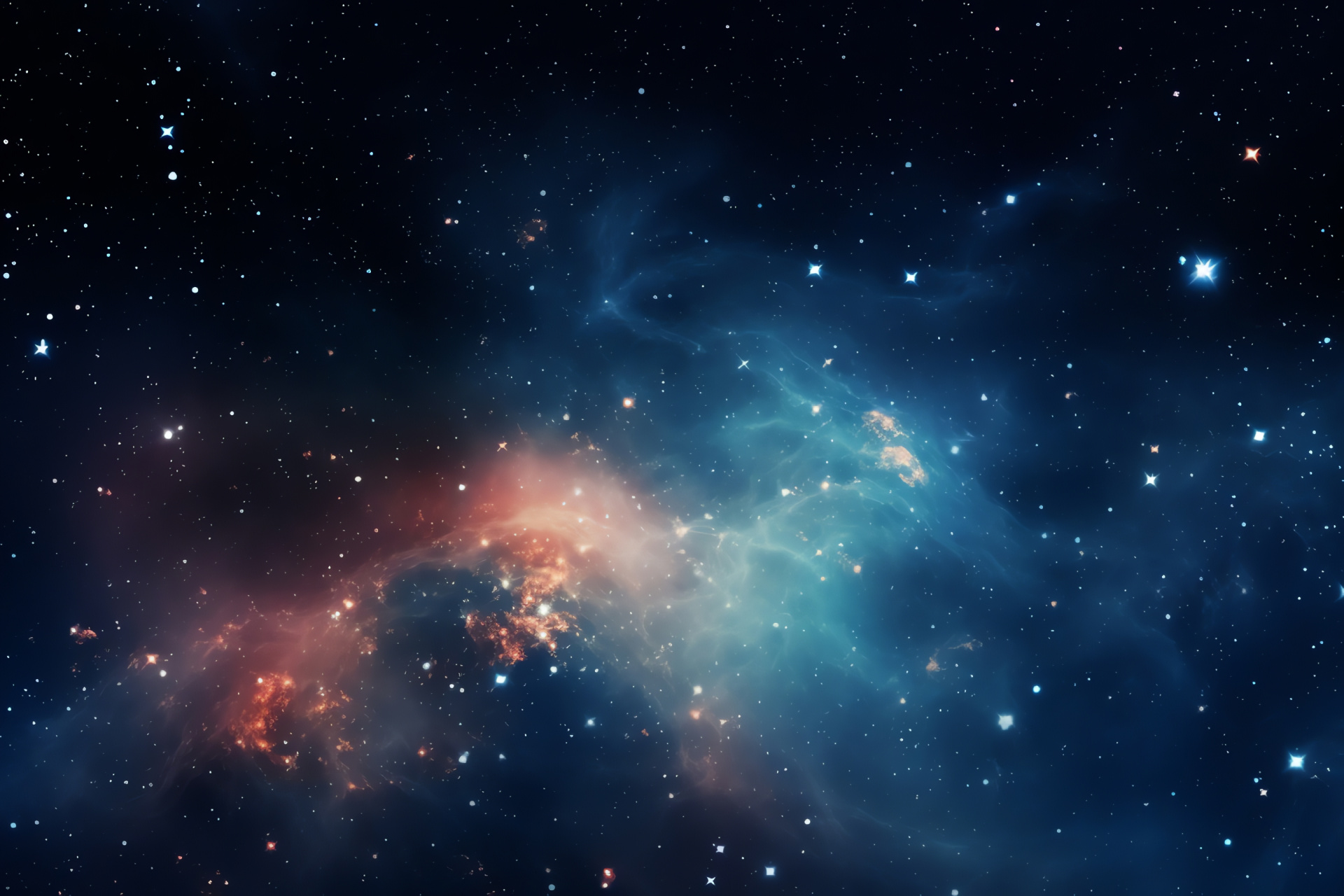 Star cluster panorama, Radiant stellar bodies, Galactic cluster, Celestial sphere, White dwarf stars, HD Desktop Image