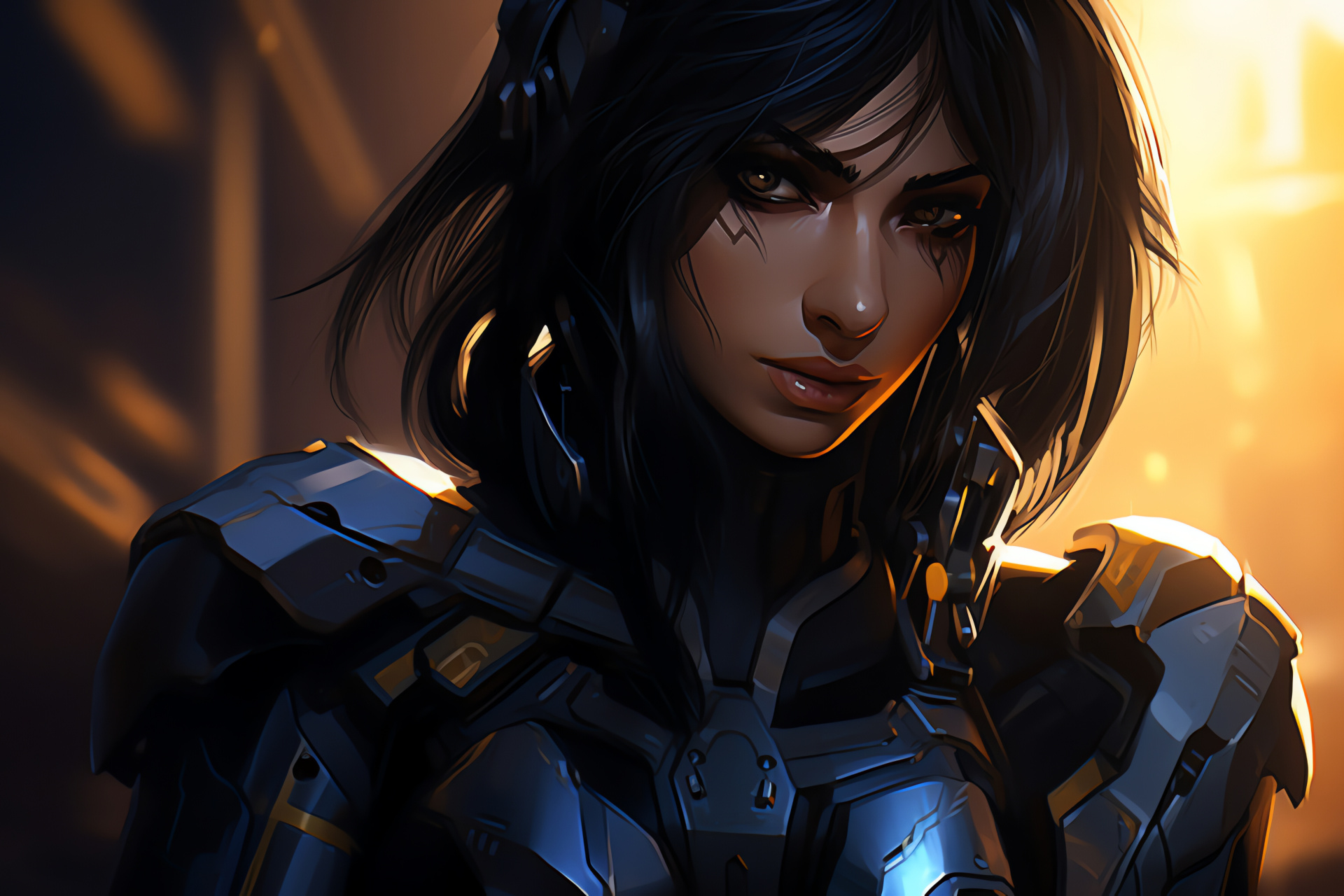 Pharah, Video Game guard, Silver gaze, Imposing game weapon, Monochromatic backdrop, HD Desktop Wallpaper