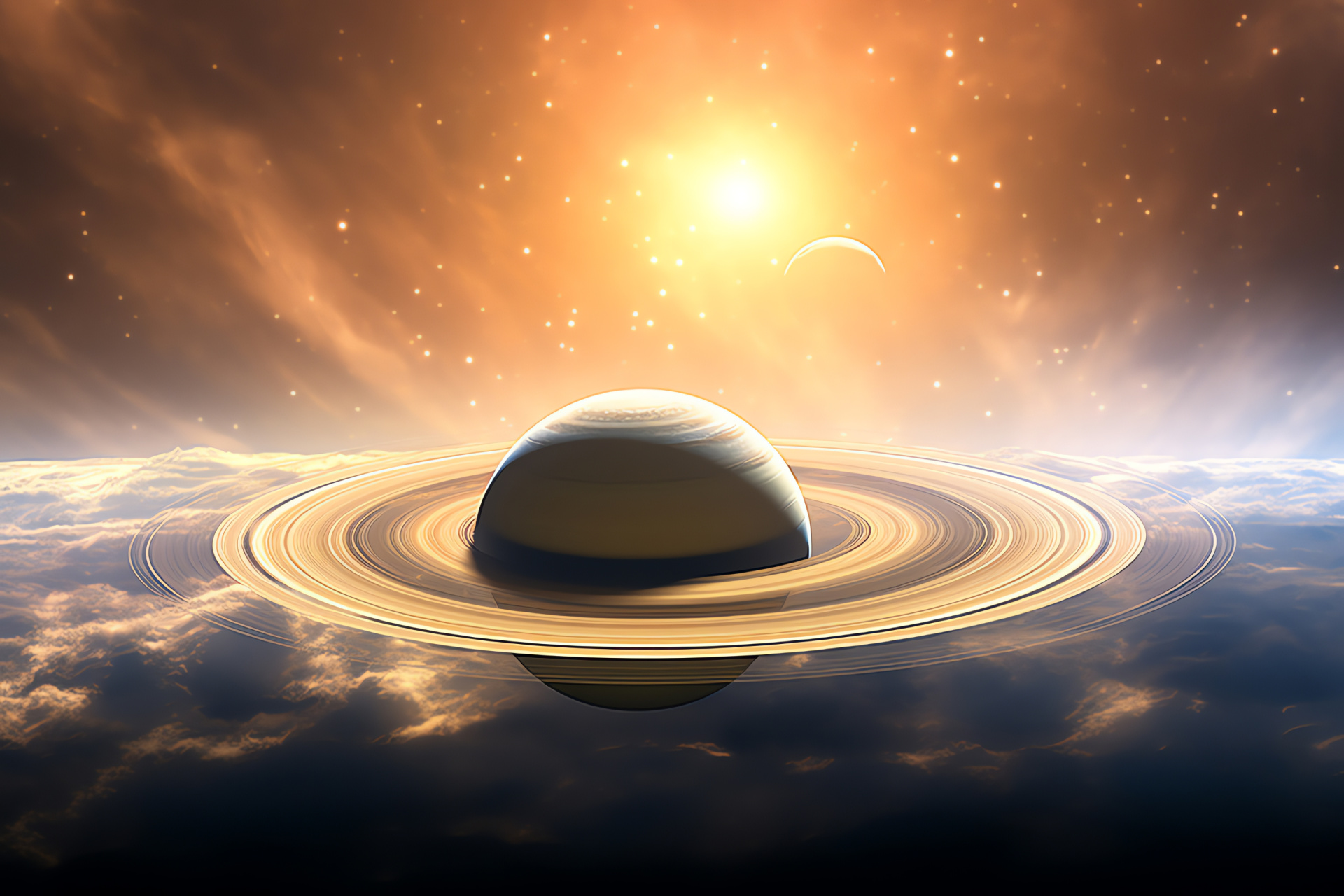 Ringed planet Saturn, Celestial storms, Planetary rings, Space phenomenon, Cosmic beauty, HD Desktop Image