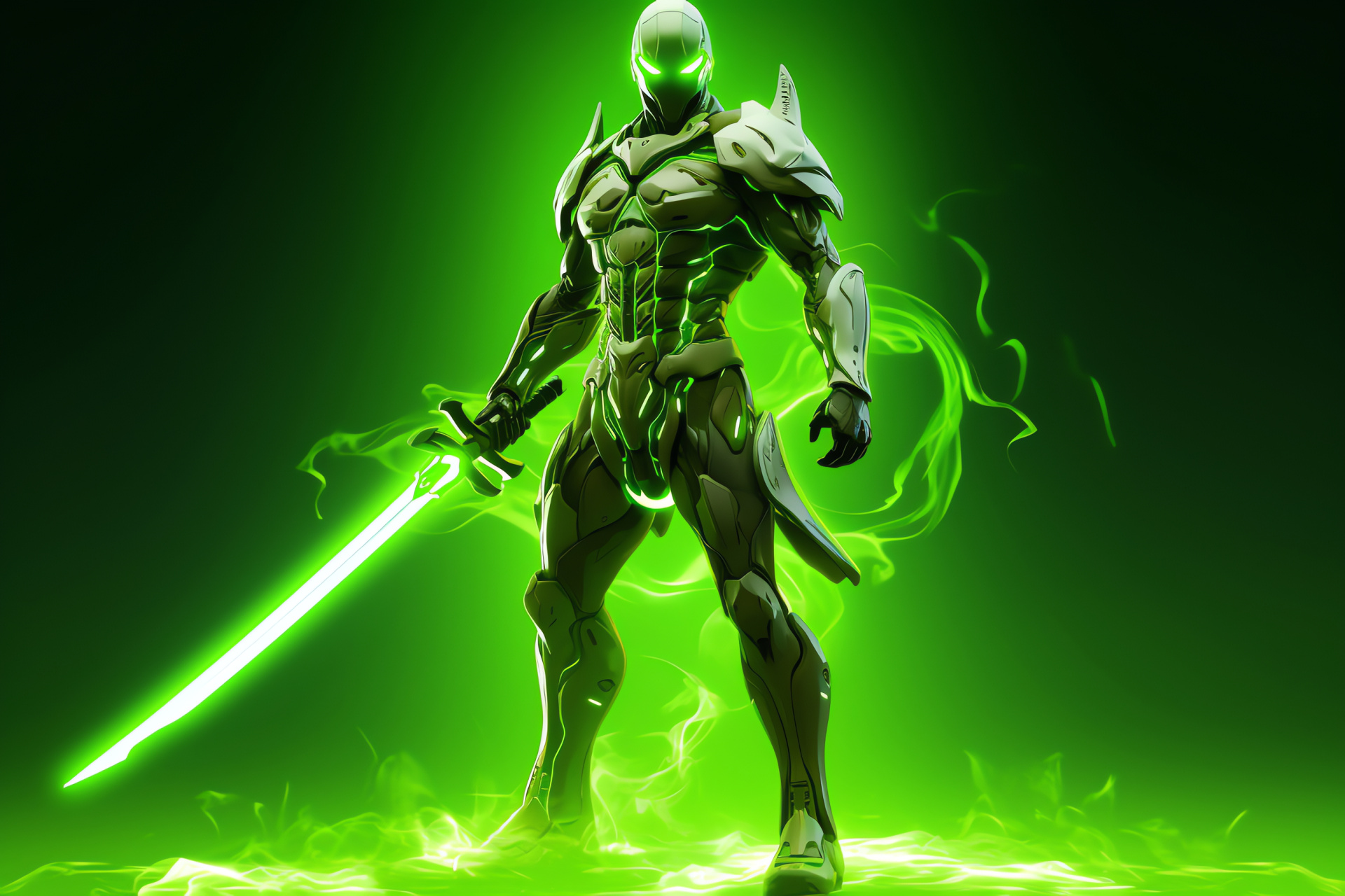 Genji the cybernetic, Overwatch blade master, Luminous optic design, Shuriken weaponry, Stealth agility, HD Desktop Image