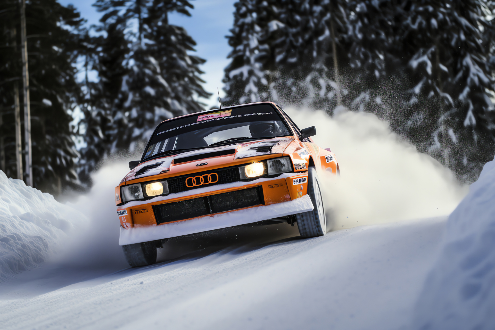 Rally Car Sweden, Winter motorsport, Icy track, Competitive drifting, Coniferous backdrop, Sports vehicle, HD Desktop Wallpaper