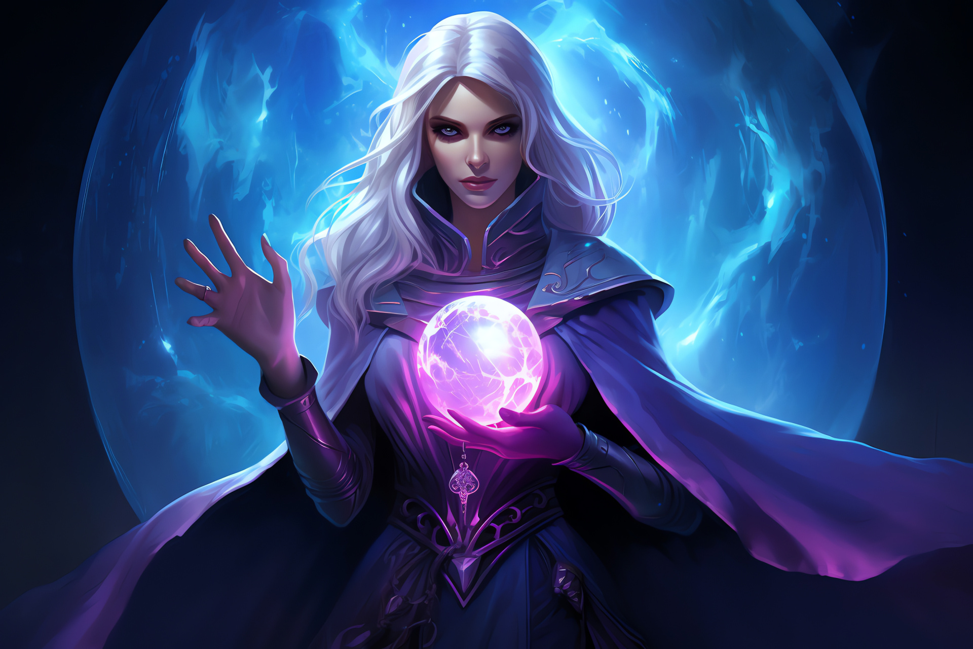 Necromancer avatar, Selene character, Online gaming lore, Artful posture, Enchanting virtual figure, HD Desktop Image