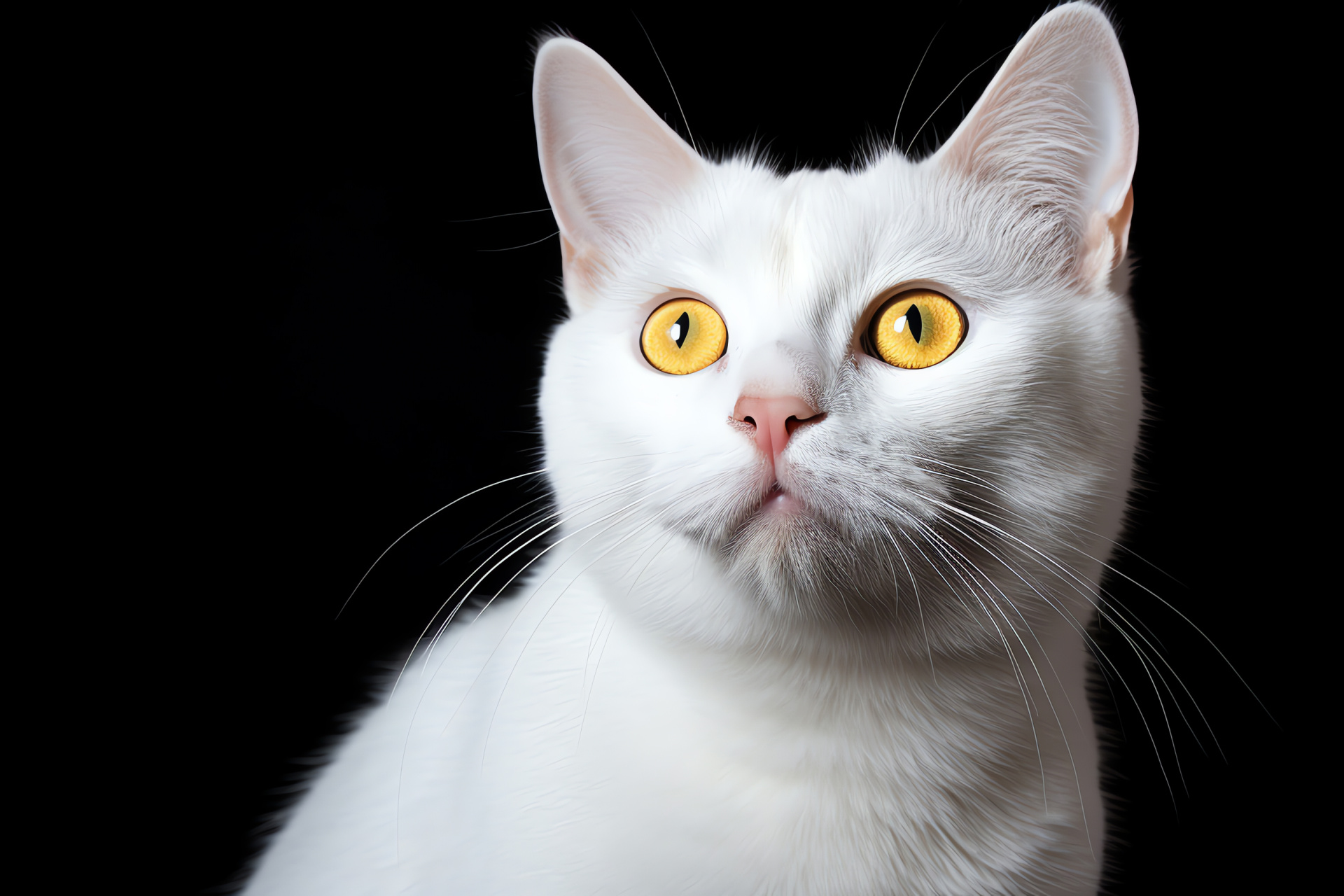 Felis catus, Iridescent feline optics, Fur-covered domestic animal, Absolute onyx setting, Striking feline portrait, HD Desktop Image