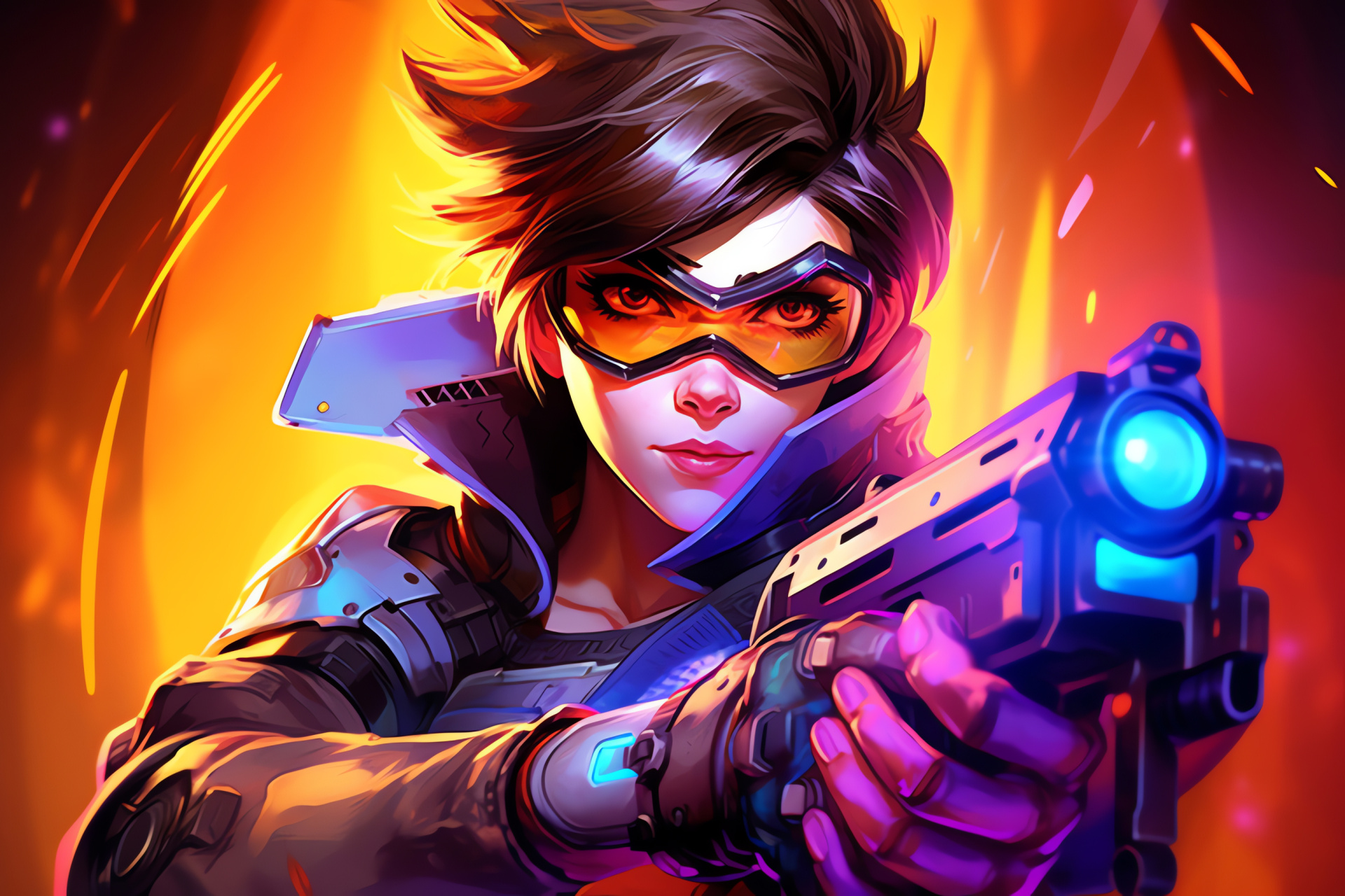 Overwatch avatar, Tracer identity, Illustrated game persona, Renowned eSports character, Engaging play, HD Desktop Wallpaper