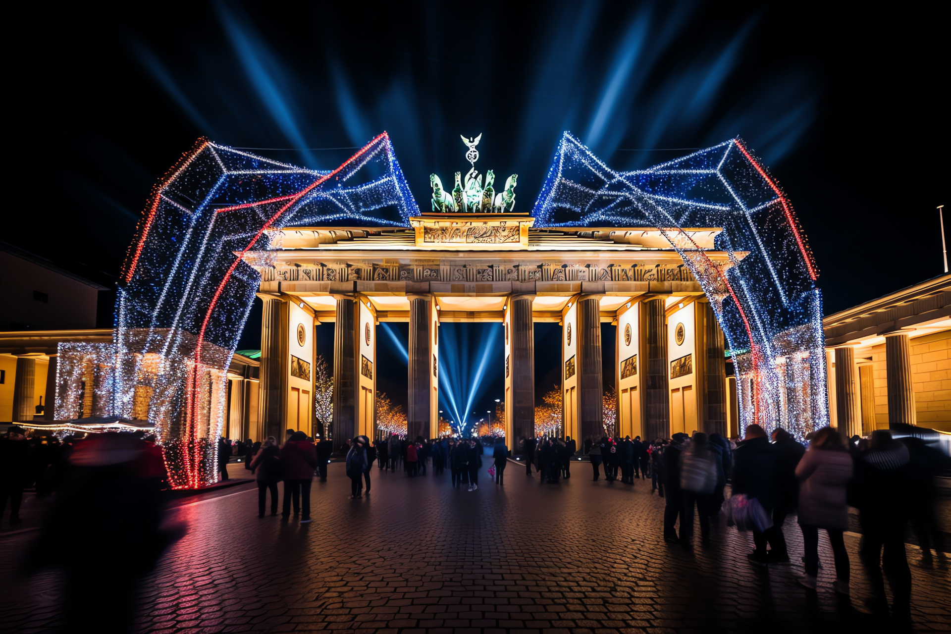 German capital celebration, Historic German site, Architectural grandeur, Communal unity, Festive occasion, HD Desktop Wallpaper