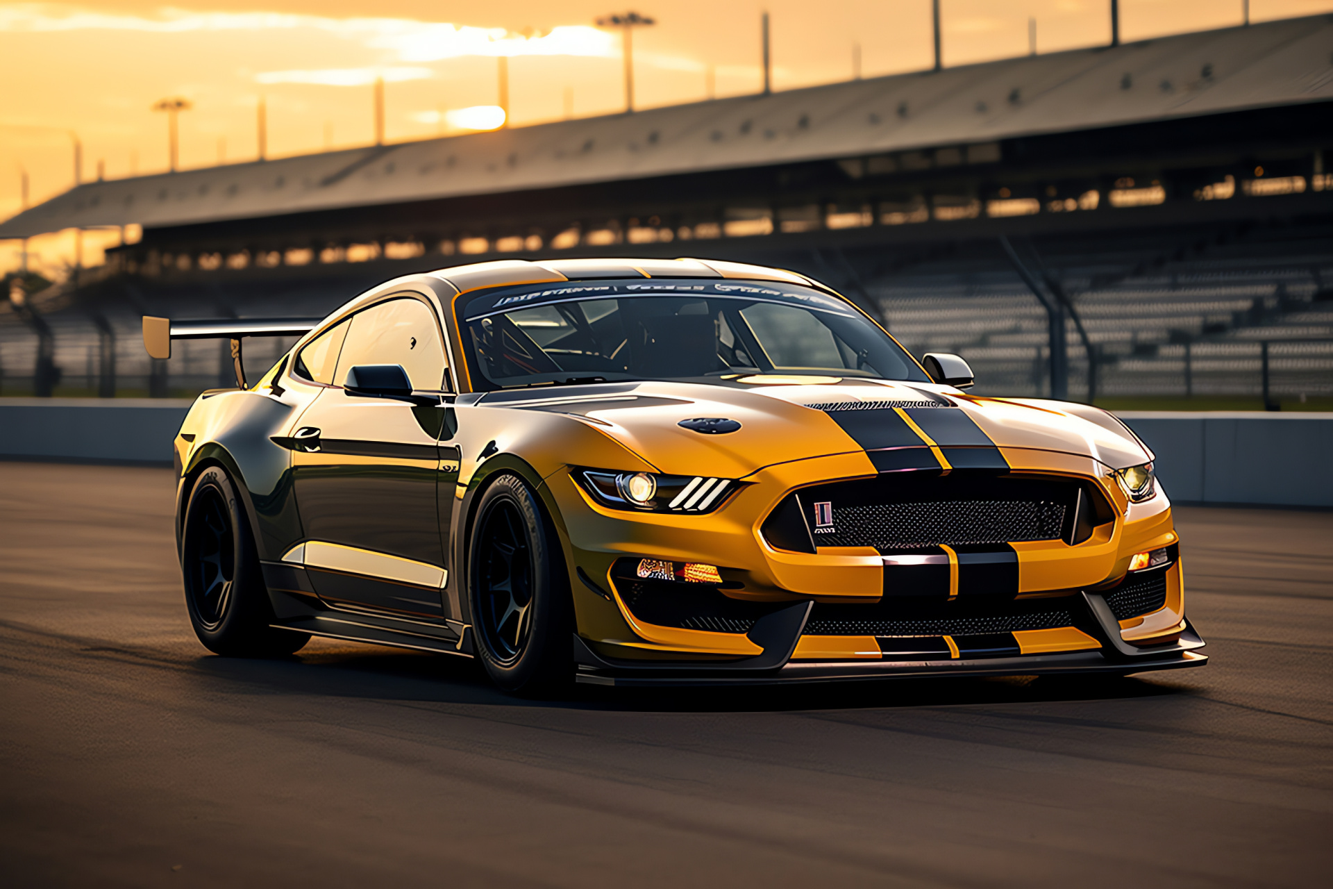 Mustang GT350R, Indianapolis Speedway, Performance stance, Racing track action, Advanced aerodynamics, HD Desktop Wallpaper