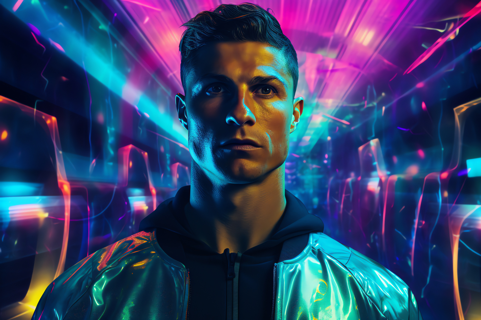 Athlete Cristiano Ronaldo's vigor, advanced sports facility, athletic expertise, innovative sports technology, elite training, HD Desktop Image