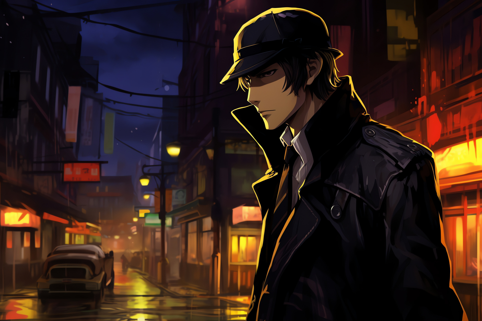 Persona 4 ambiance, Inaba misty setting, Young detective Naoto, Murky locale, Gaming environment, HD Desktop Wallpaper